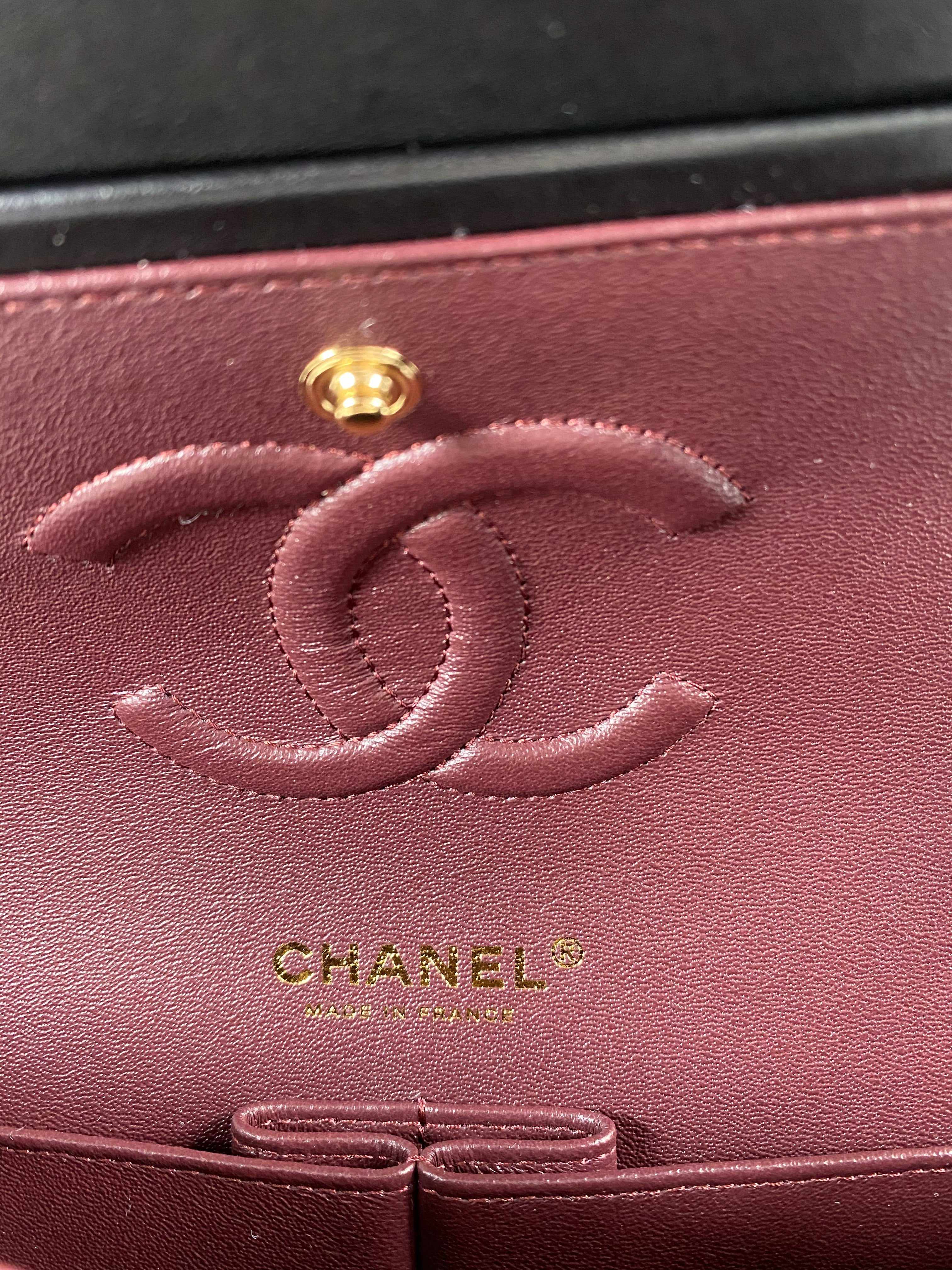 Chanel Classic Medium Double Flap in Lambskin Leather and Gold Hardware (Microchip)