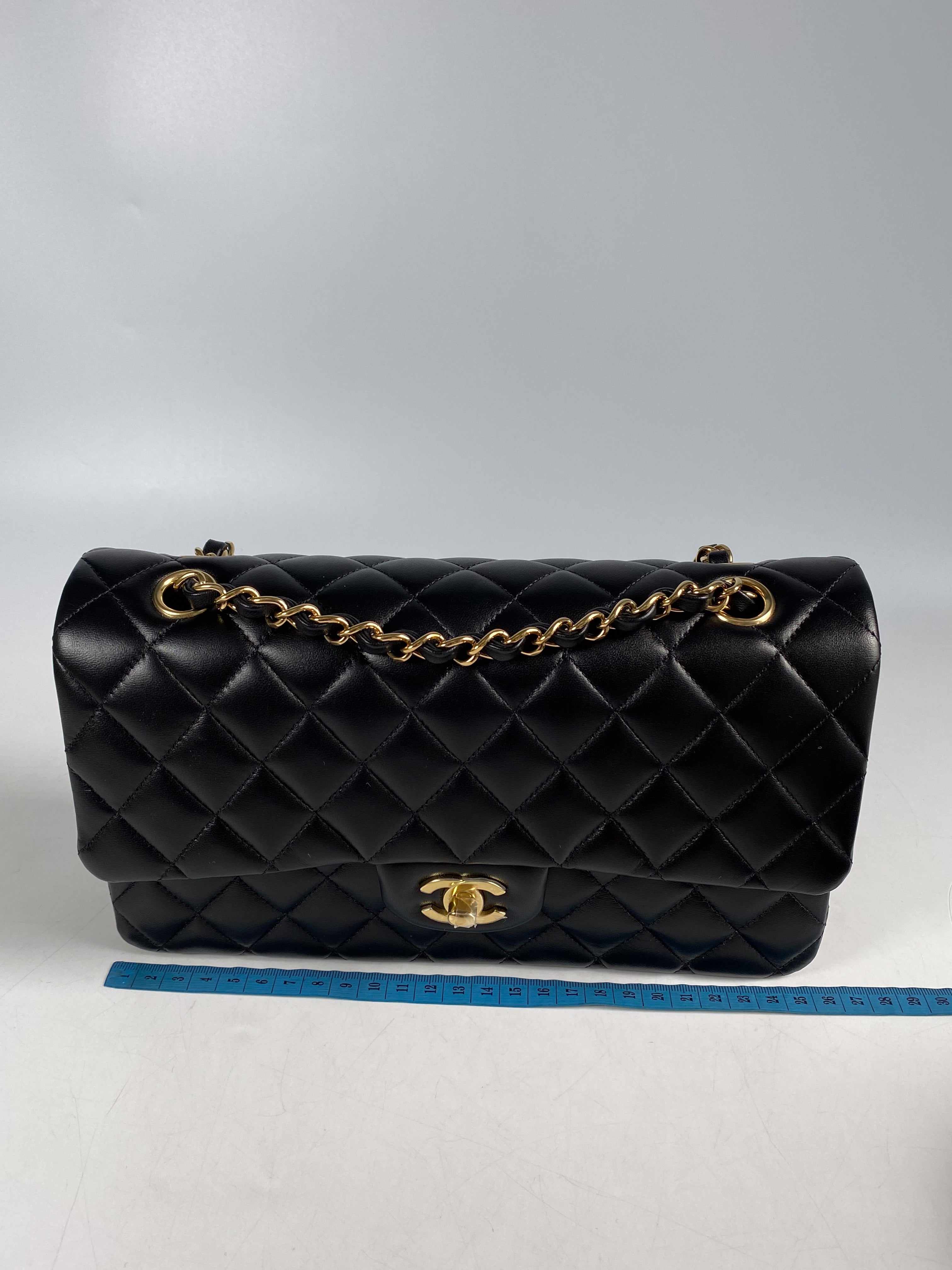 Chanel Classic Medium Double Flap in Lambskin Leather and Gold Hardware (Microchip)