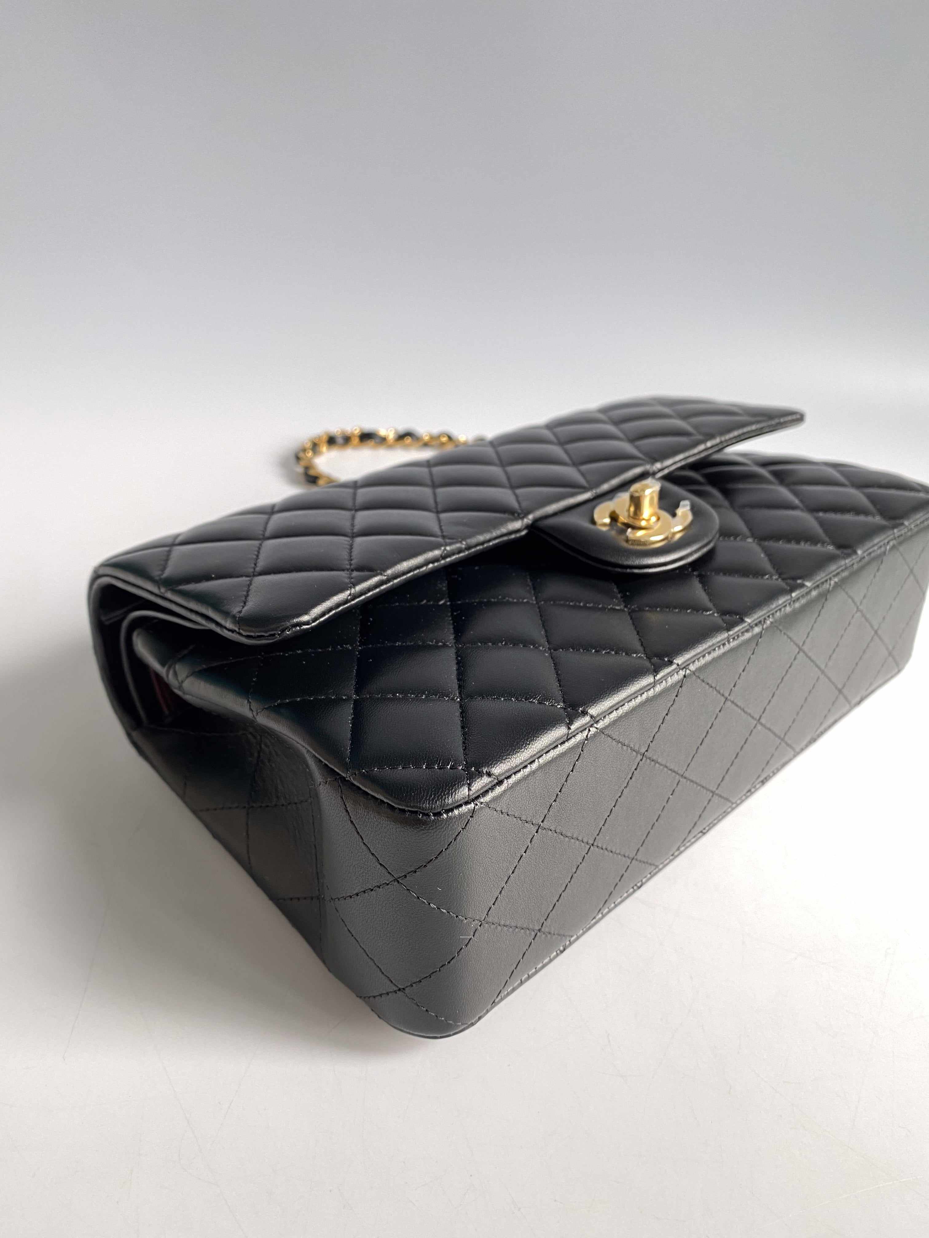 Chanel Classic Medium Double Flap in Lambskin Leather and Gold Hardware (Microchip)