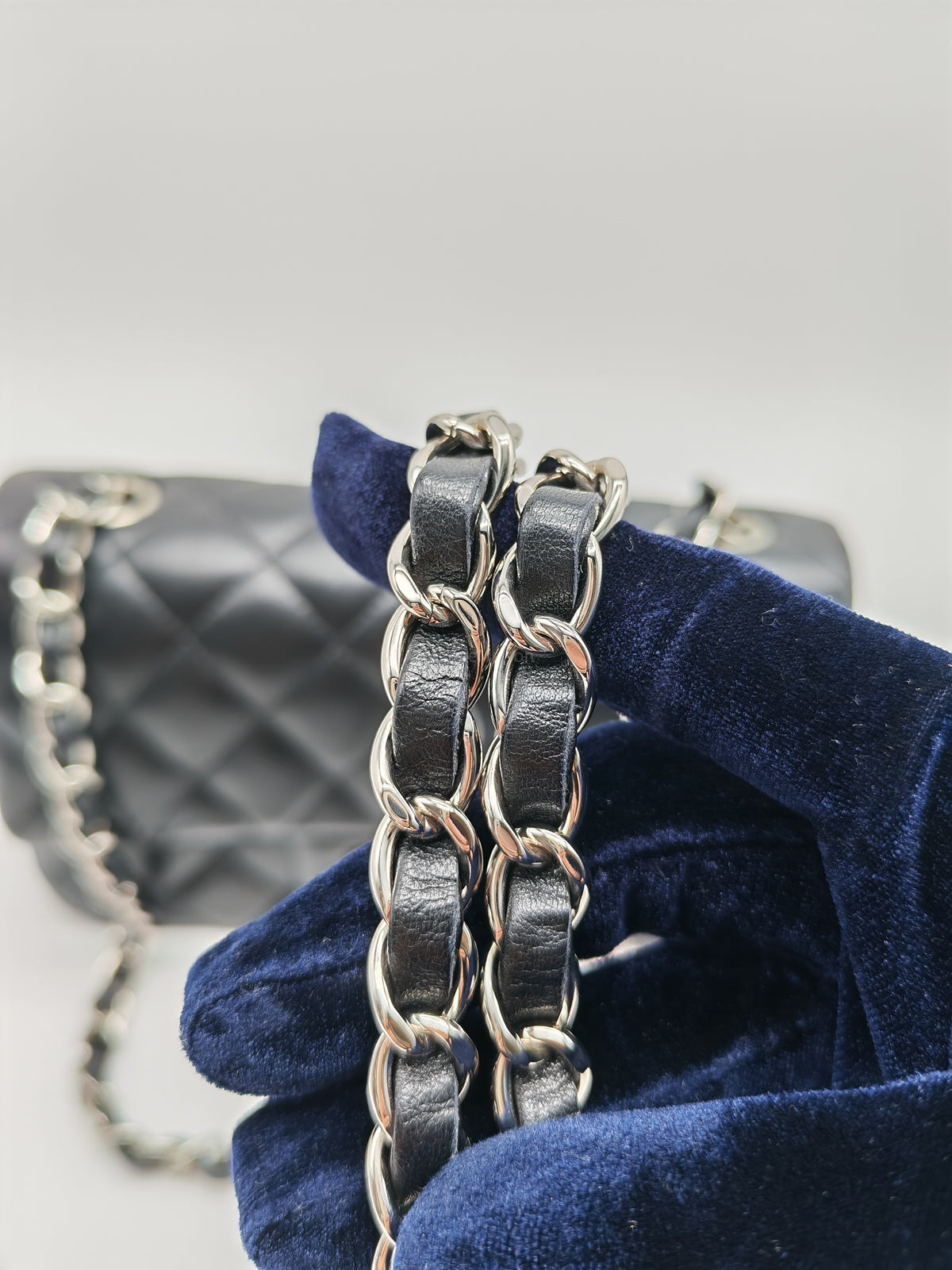 Chanel Classic Mini Rectangular Flap Bag in Black Lambskin Leather Silver Hardware (Series 25) | Purse Maison Luxury Bags Shop