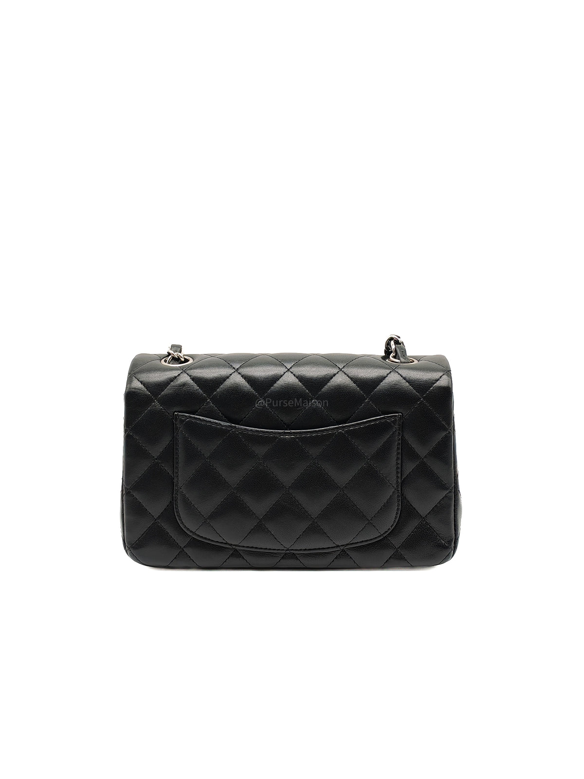 Chanel Classic Mini Rectangular Flap Bag in Black Lambskin Leather Silver Hardware (Series 25) | Purse Maison Luxury Bags Shop