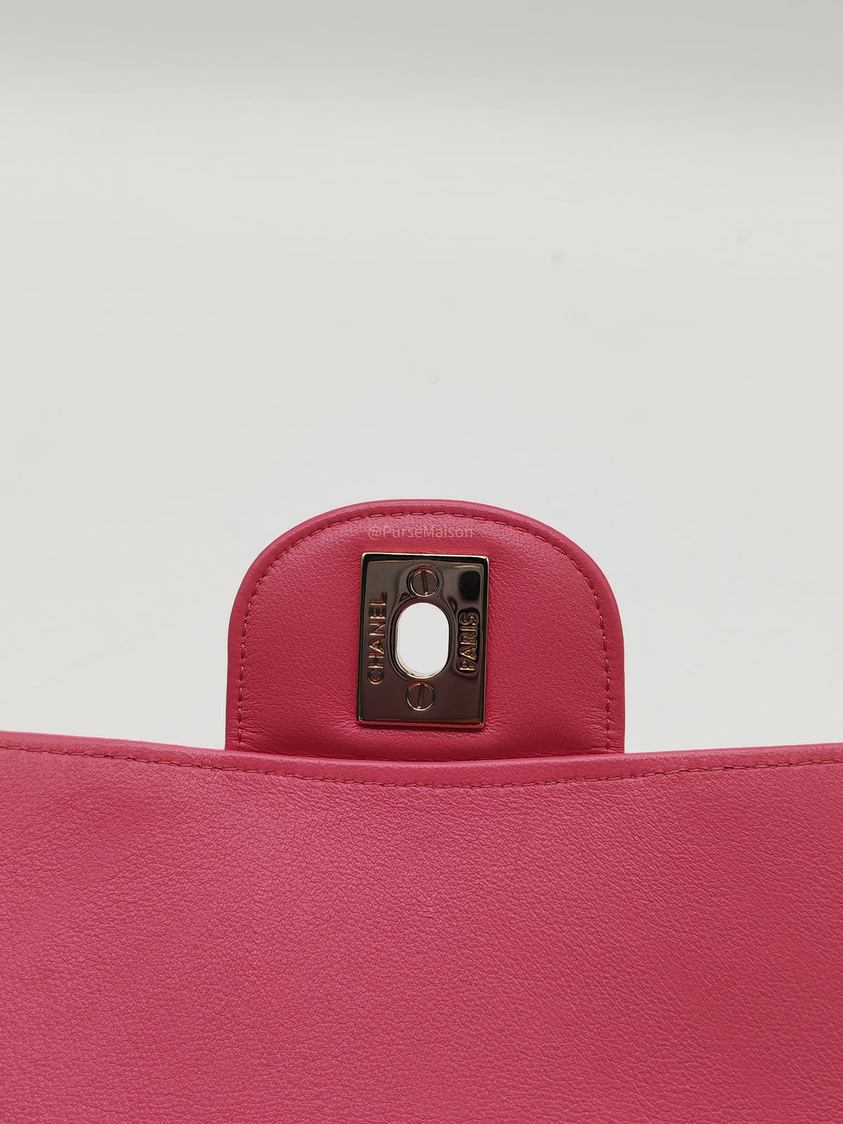Chanel Classic Mini Rectangular Flap Bag in Pink Chevron Lambskin Leather Light Gold Hardware (Series 27) | Purse Maison Luxury Bags Shop