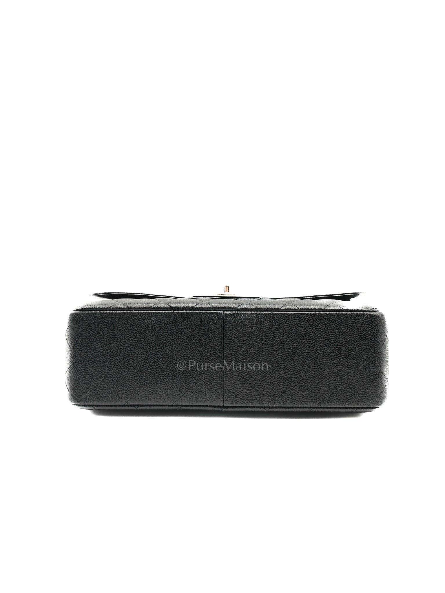 Chanel Classic Single Flap Jumbo in Black Caviar Leather Silver Hardware (Series 13) | Purse Maison Luxury Bags Shop
