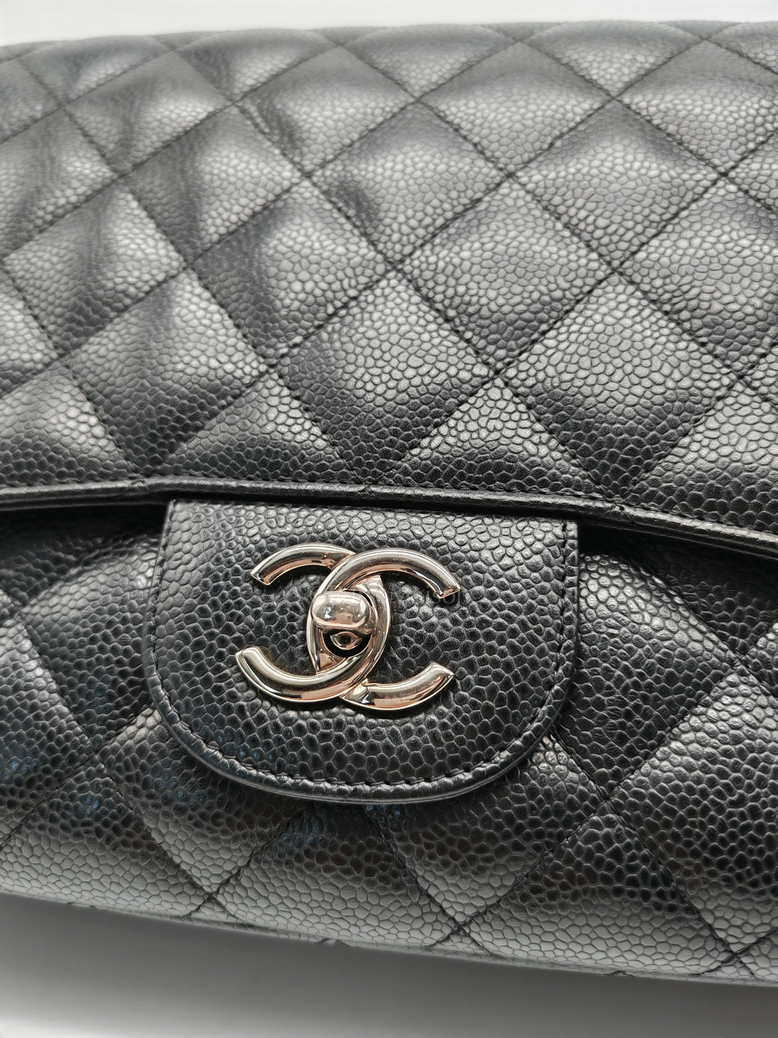 Chanel Classic Double Flap Jumbo in Black Quilted Caviar Leather & Palladium Hardware Series 13 | Purse Maison Luxury Bags Shop