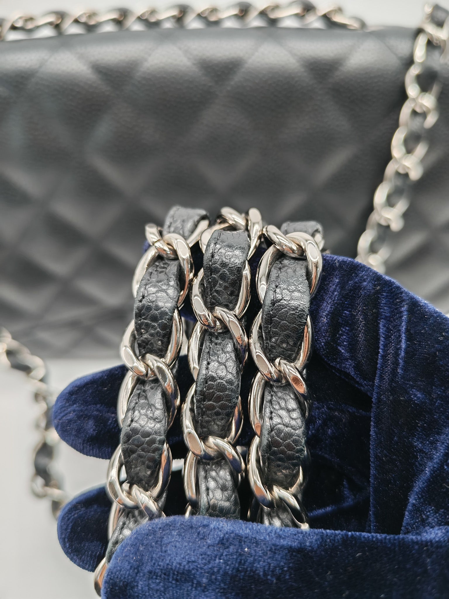 Chanel Classic Double Flap Jumbo in Black Quilted Caviar Leather & Palladium Hardware Series 13 | Purse Maison Luxury Bags Shop