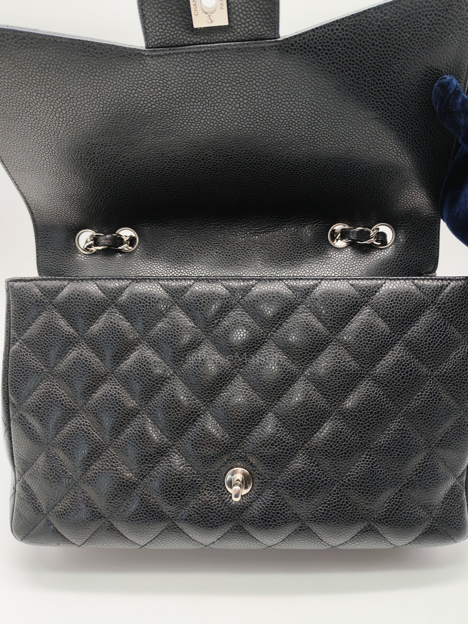 Chanel Classic Double Flap Jumbo in Black Quilted Caviar Leather & Palladium Hardware Series 13 | Purse Maison Luxury Bags Shop