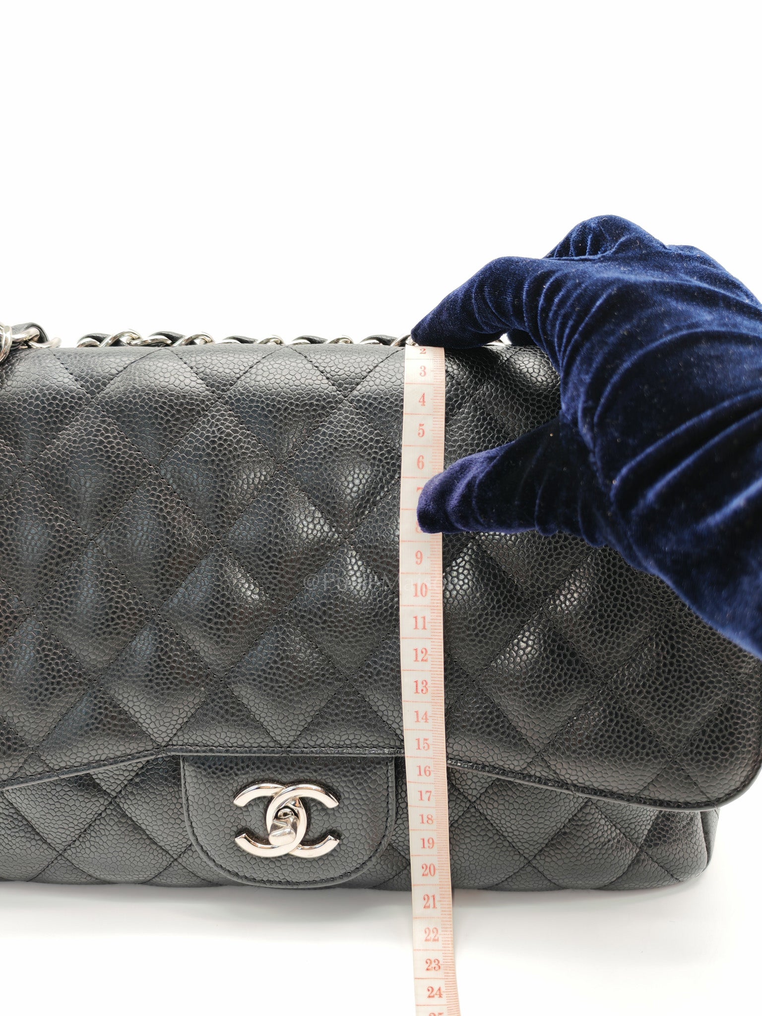 Chanel Classic Double Flap Jumbo in Black Quilted Caviar Leather & Palladium Hardware Series 13 | Purse Maison Luxury Bags Shop