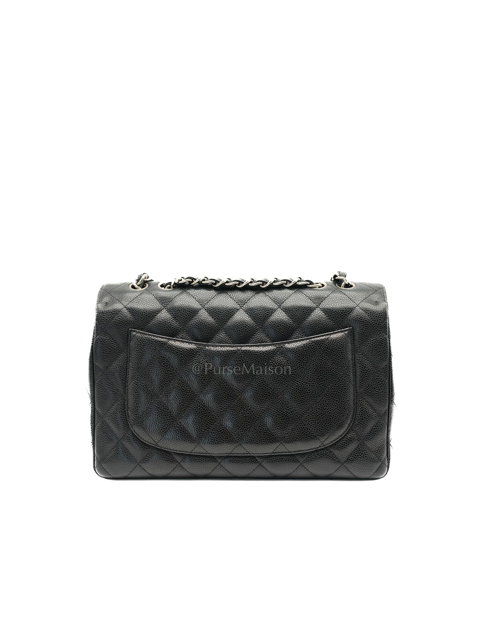 Chanel Classic Double Flap Jumbo in Black Quilted Caviar Leather & Palladium Hardware Series 13 | Purse Maison Luxury Bags Shop