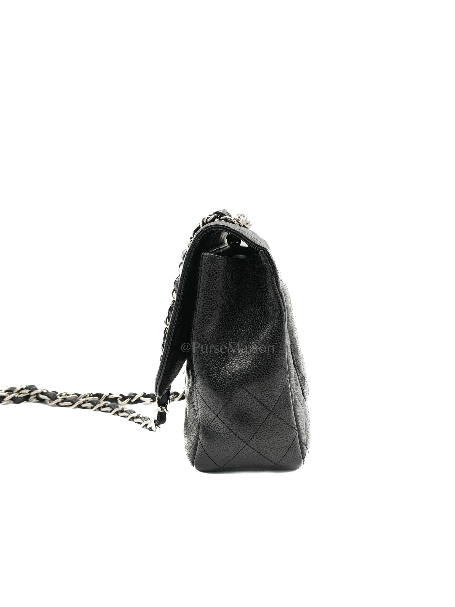 Chanel Classic Double Flap Jumbo in Black Quilted Caviar Leather & Palladium Hardware Series 13 | Purse Maison Luxury Bags Shop