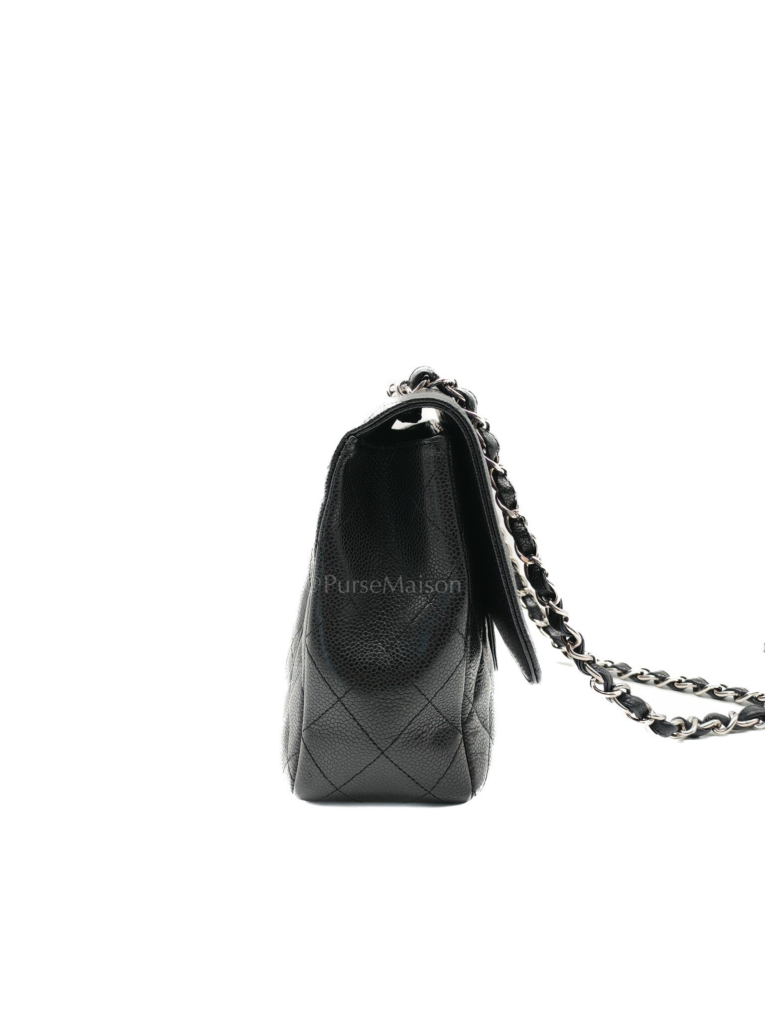 Chanel Classic Double Flap Jumbo in Black Quilted Caviar Leather & Palladium Hardware Series 13 | Purse Maison Luxury Bags Shop