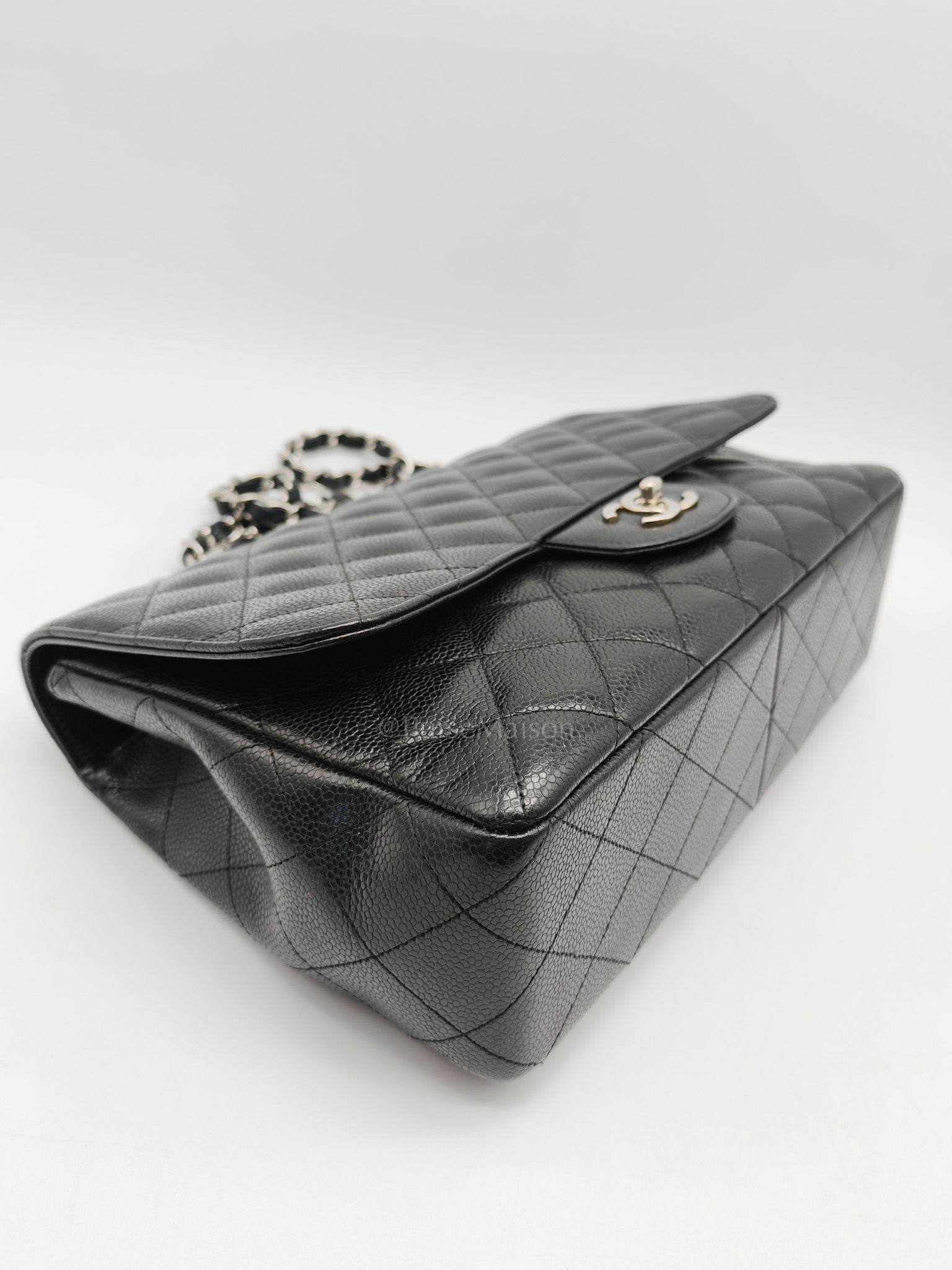Chanel Classic Double Flap Jumbo in Black Quilted Caviar Leather & Palladium Hardware Series 13 | Purse Maison Luxury Bags Shop