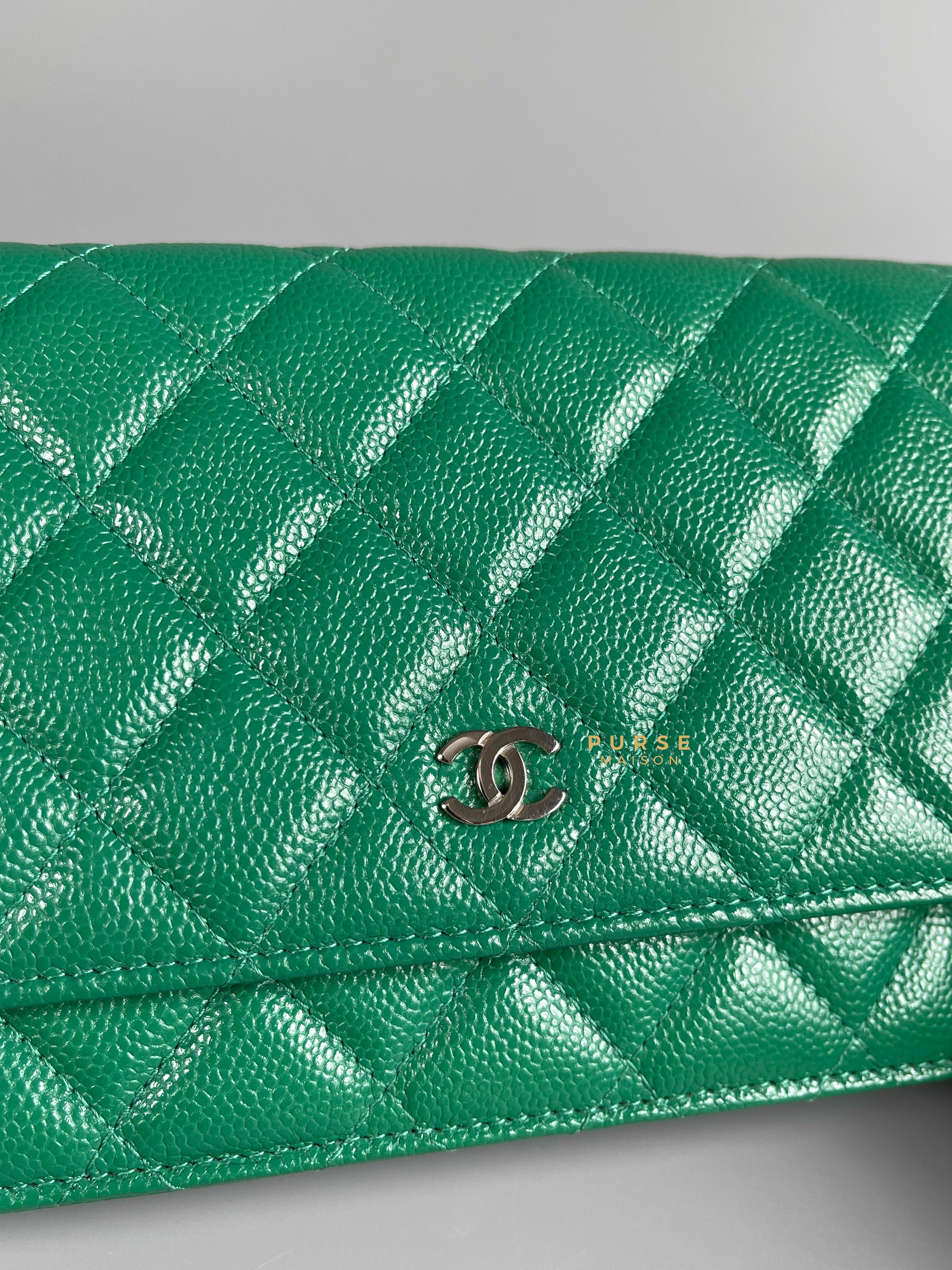 Chanel Classic Wallet on Chain 20B Green Caviar and Silver Hardware Series 30 | Purse Maison Luxury Bags Shop
