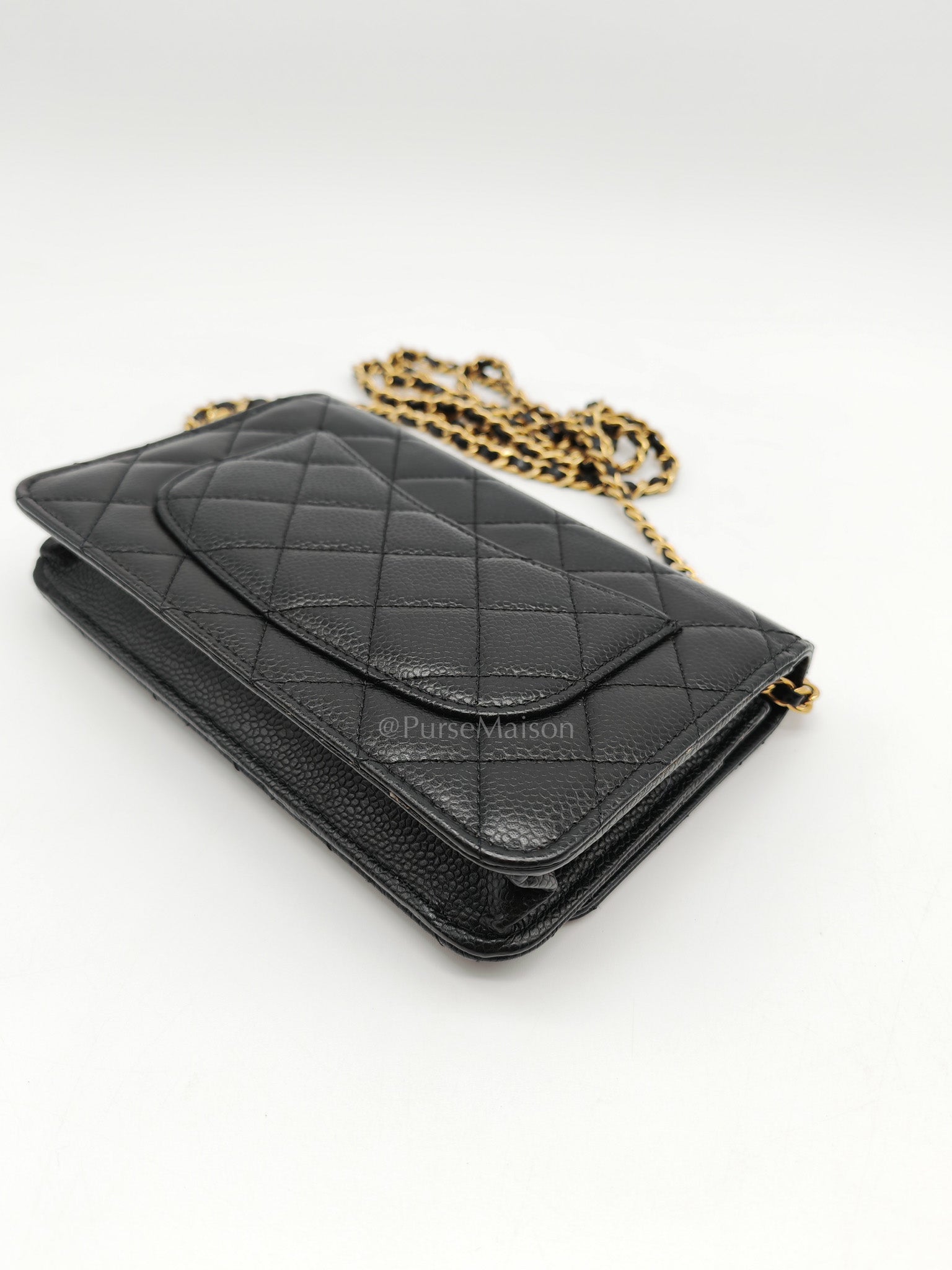 Chanel Classic Wallet on Chain in Black Quilted Caviar Leather and Gold Hardware (Microchip) | Purse Maison Luxury Bags Shop