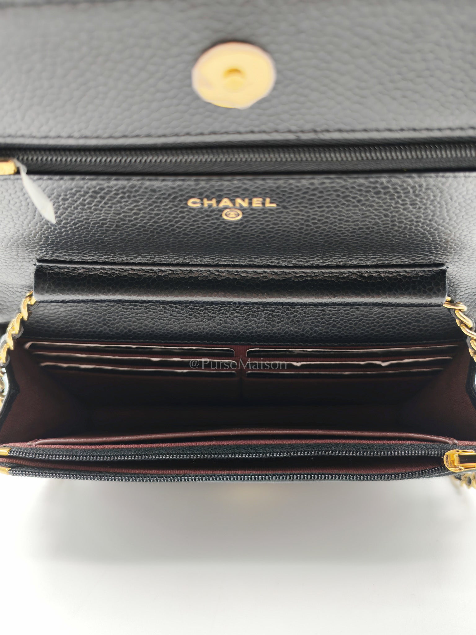 Chanel Classic Wallet on Chain in Black Quilted Caviar Leather and Gold Hardware (Microchip) | Purse Maison Luxury Bags Shop