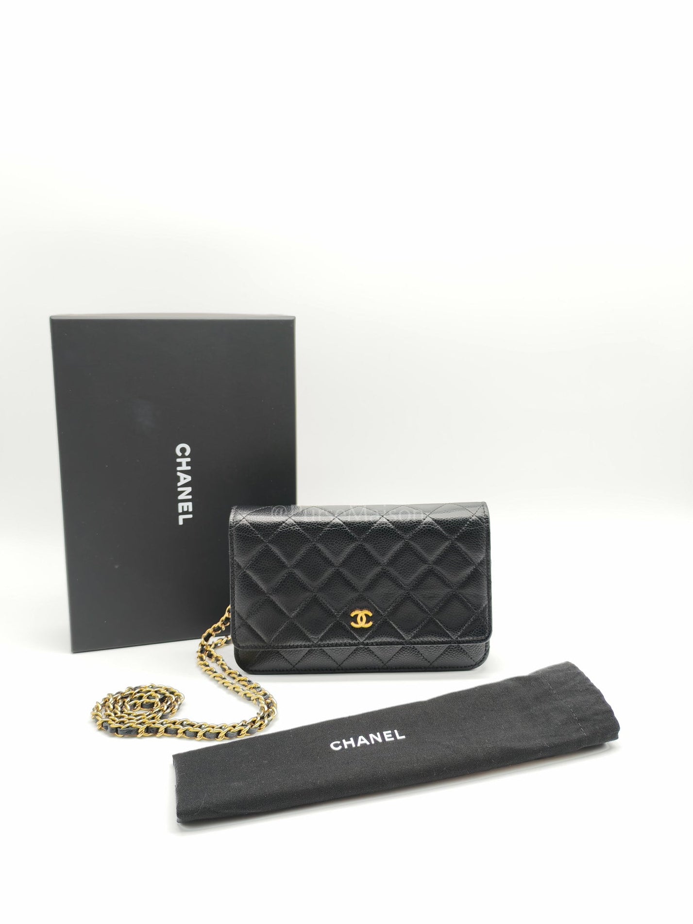 Chanel Classic Wallet on Chain in Black Quilted Caviar Leather and Gold Hardware (Microchip) | Purse Maison Luxury Bags Shop