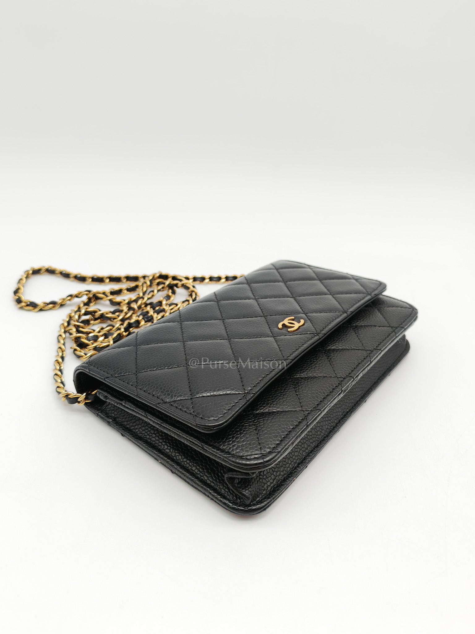Chanel Classic Wallet on Chain in Black Quilted Caviar Leather and Gold Hardware (Microchip) | Purse Maison Luxury Bags Shop