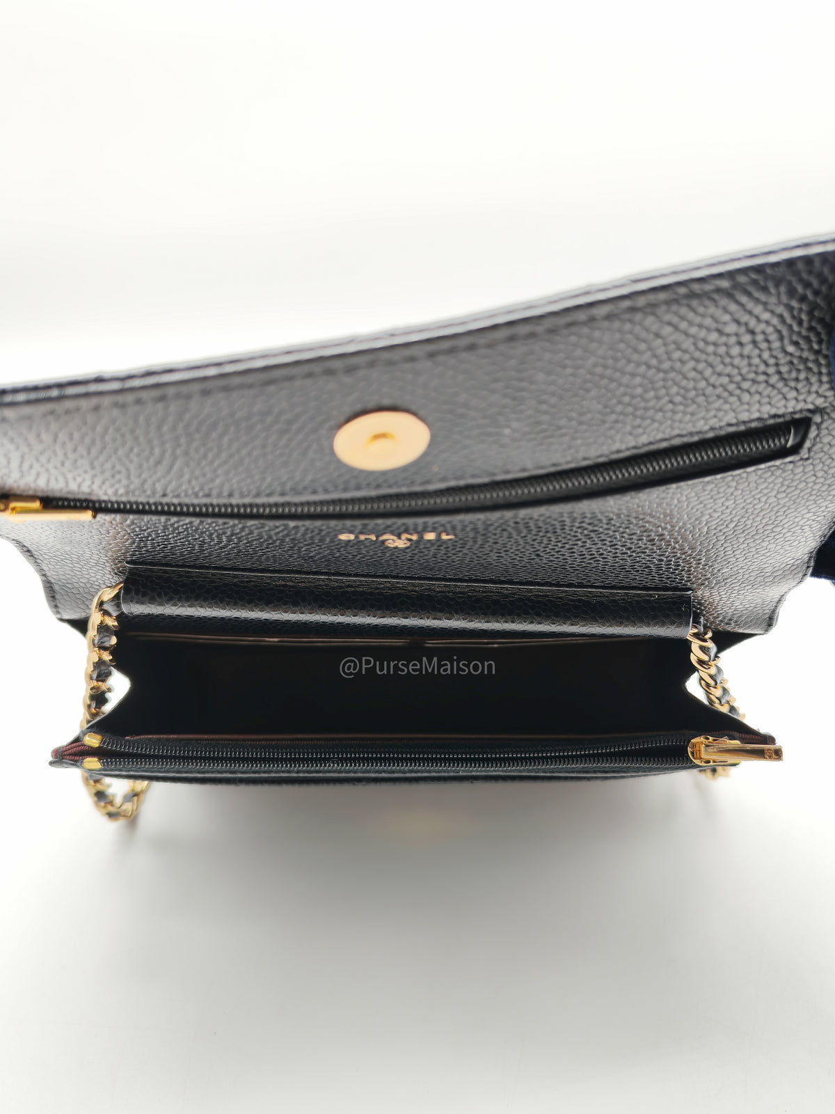 Chanel Classic Wallet on Chain in Black Quilted Caviar Leather and Gold Hardware Series 28 | Purse Maison Luxury Bags Shop