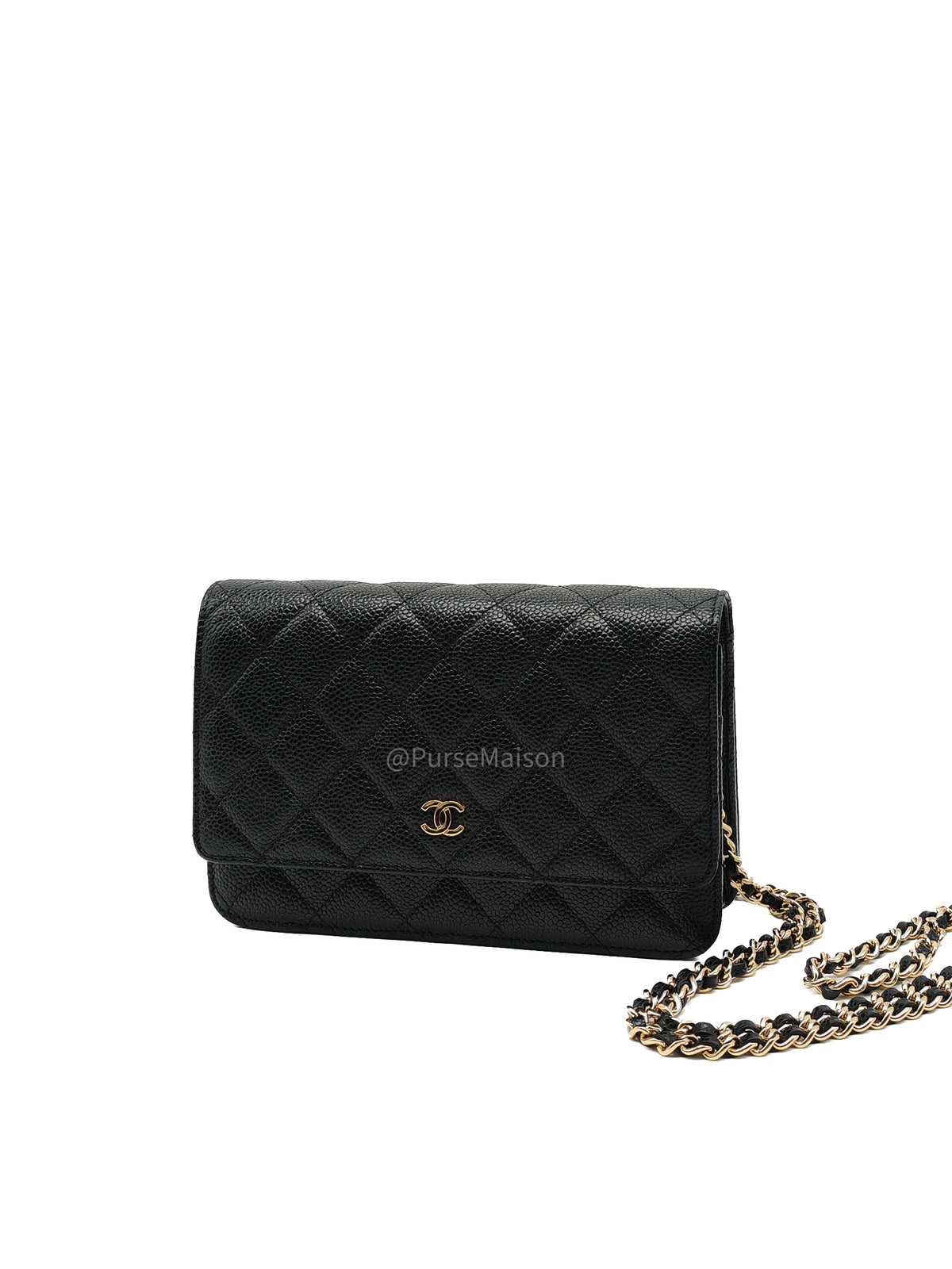 Chanel Classic Wallet on Chain in Black Quilted Caviar Leather and Gold Hardware Series 28 | Purse Maison Luxury Bags Shop