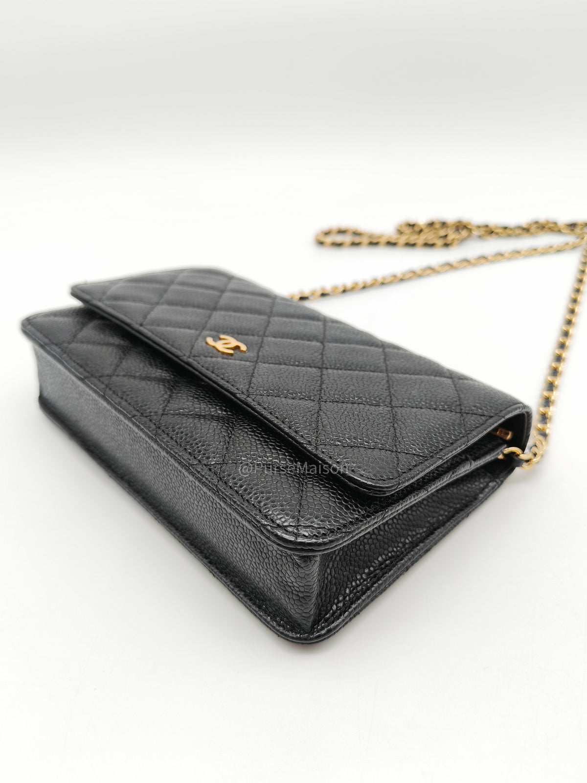 Chanel Classic Wallet on Chain in Black Quilted Caviar Leather and Gold Hardware Series 28 | Purse Maison Luxury Bags Shop
