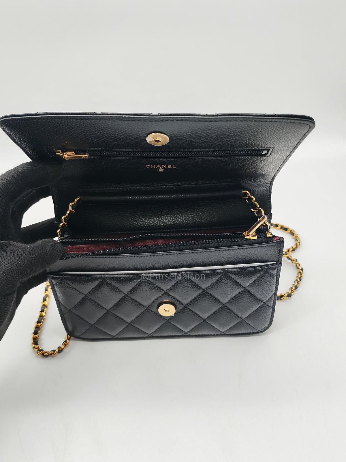 Chanel Classic Wallet on Chain (WOC) Black Caviar Leather Gold Hardware Microchip (EU****3L) | Purse Maison Luxury Bags Shop