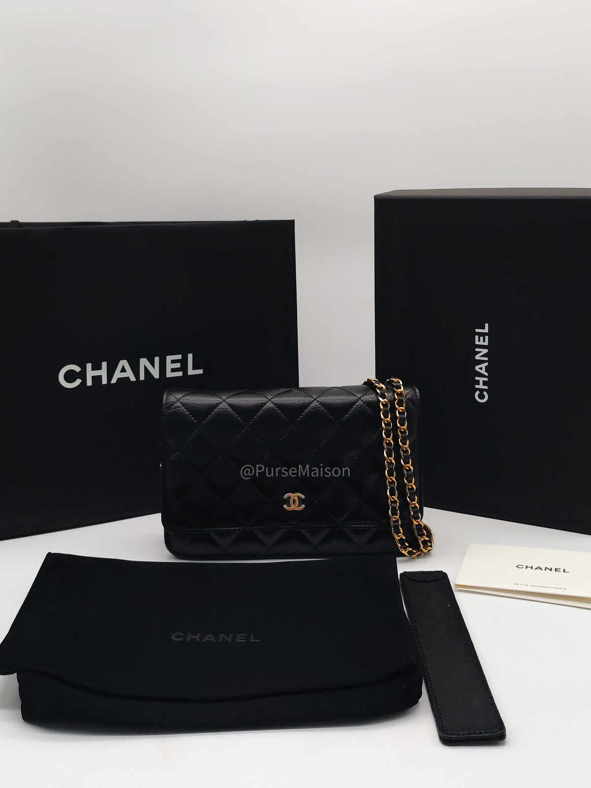 Chanel Classic Wallet on Chain (WOC) Black Caviar Leather Gold Hardware Microchip (EU****3L) | Purse Maison Luxury Bags Shop
