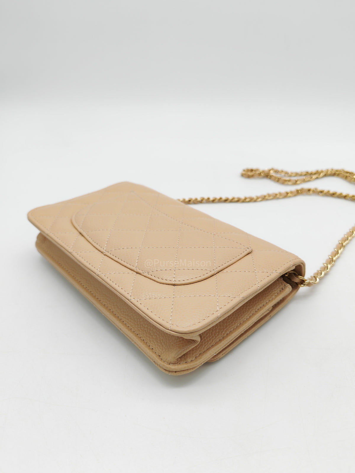 Chanel Classic Wallet On Chain (WOC) in Beige Clair Caviar Leather and Gold Hardware Microchip) | Purse Maison Luxury Bags Shop