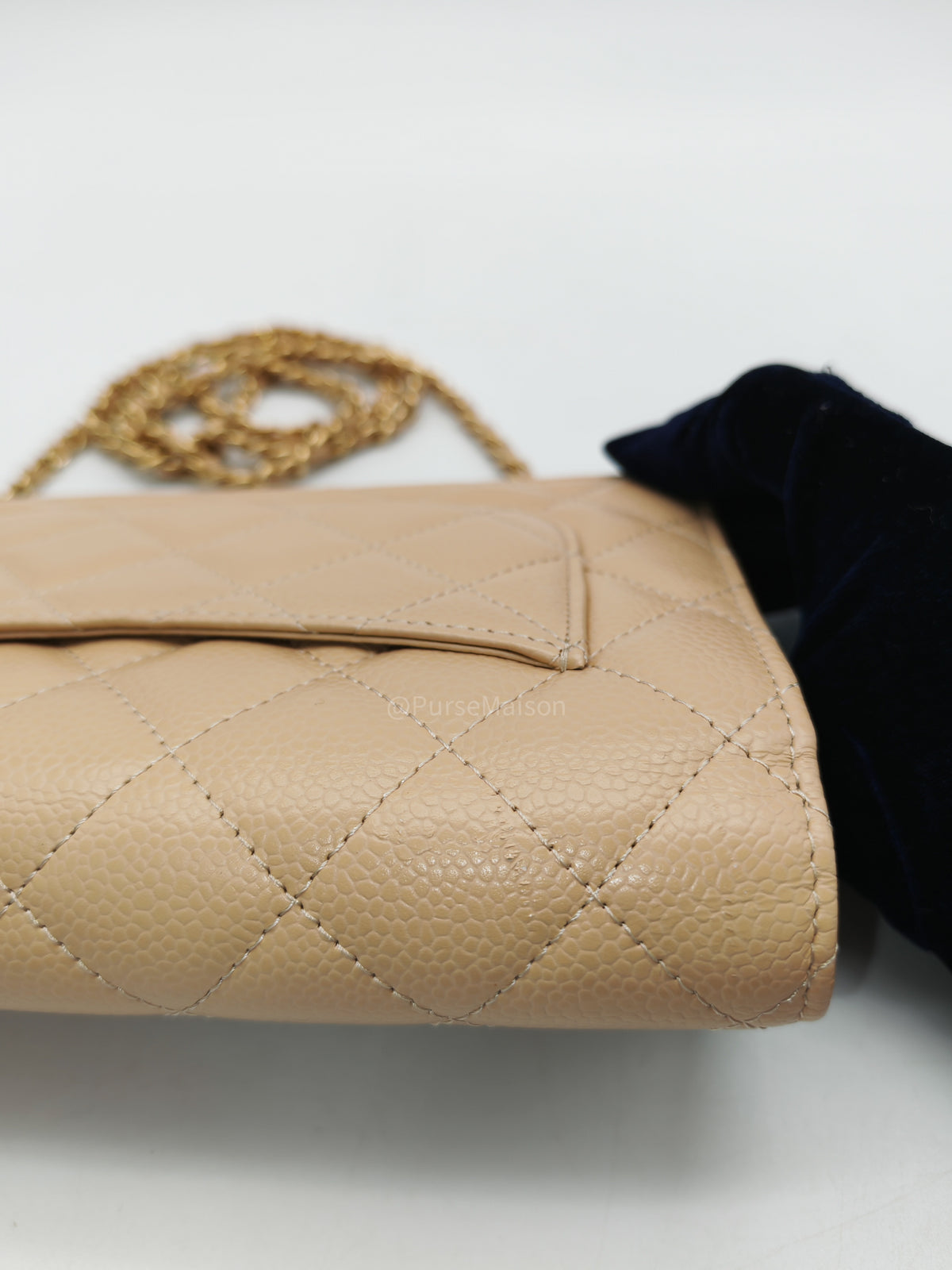 Chanel Classic Wallet On Chain (WOC) in Beige Clair Caviar Leather and Gold Hardware Microchip) | Purse Maison Luxury Bags Shop