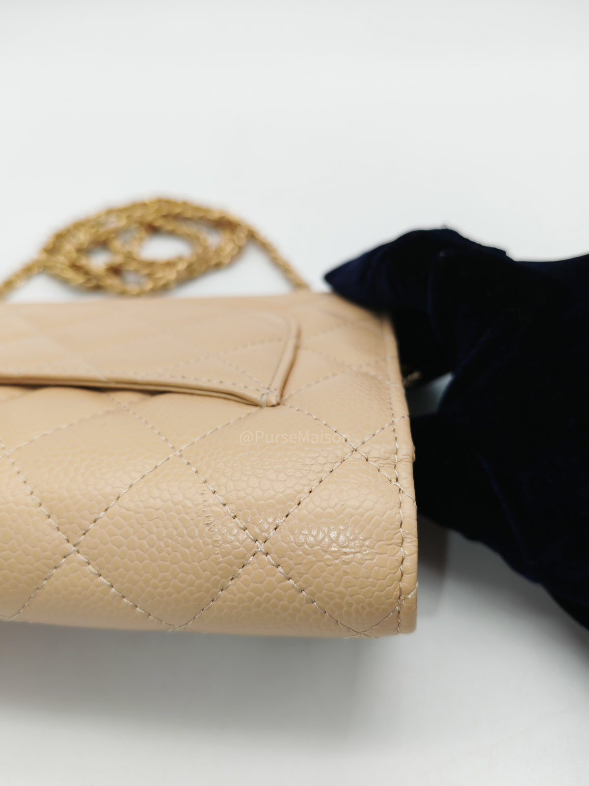 Chanel Classic Wallet On Chain (WOC) in Beige Clair Caviar Leather and Gold Hardware Microchip) | Purse Maison Luxury Bags Shop