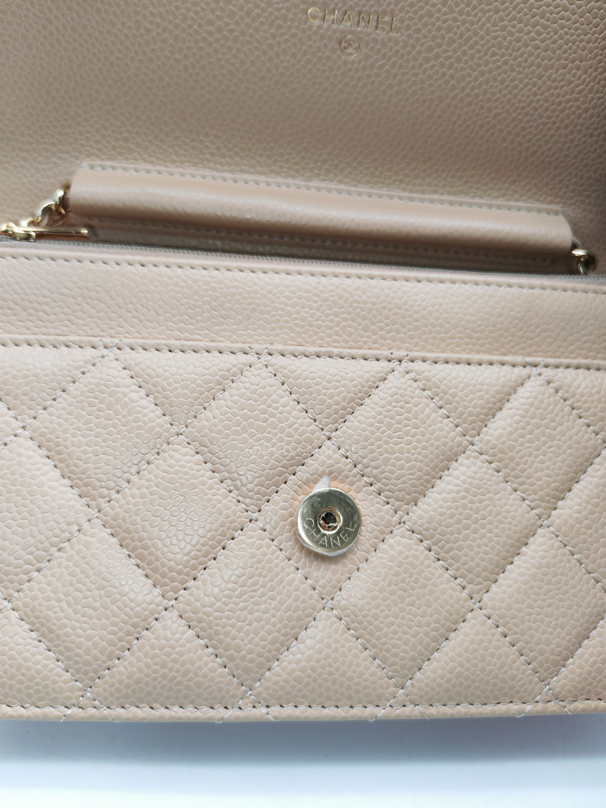 Chanel Classic Wallet On Chain (WOC) in Beige Clair Caviar Leather and Gold Hardware Microchip) | Purse Maison Luxury Bags Shop