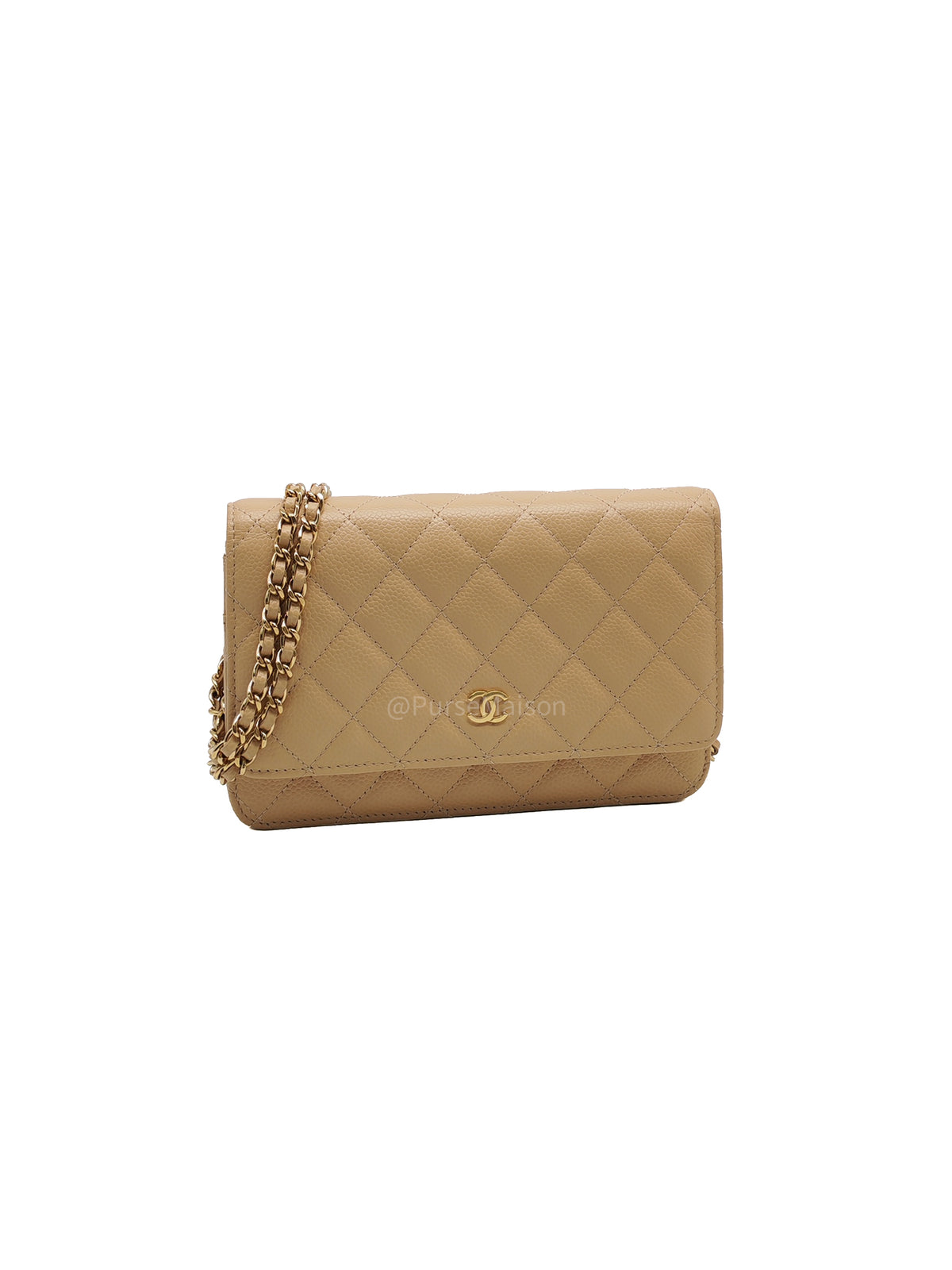 Chanel Classic Wallet On Chain (WOC) in Beige Clair Caviar Leather and Gold Hardware Microchip) | Purse Maison Luxury Bags Shop