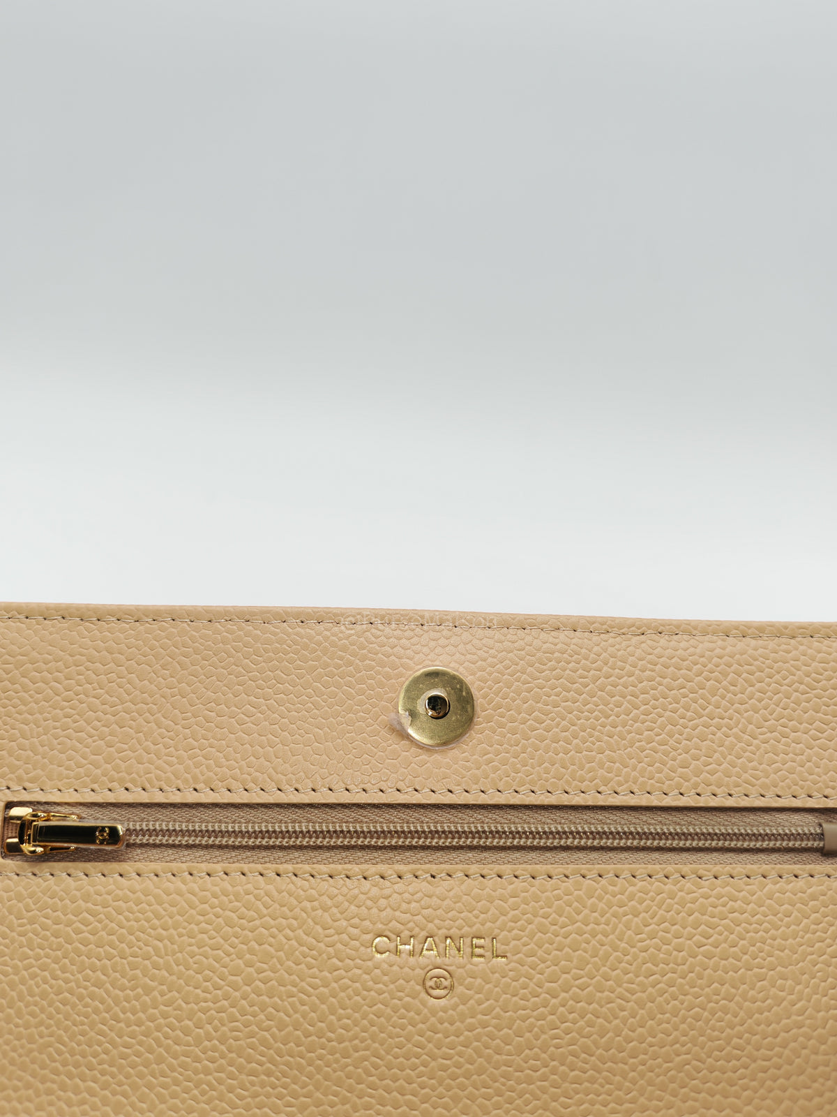 Chanel Classic Wallet On Chain (WOC) in Beige Clair Caviar Leather and Gold Hardware Microchip) | Purse Maison Luxury Bags Shop