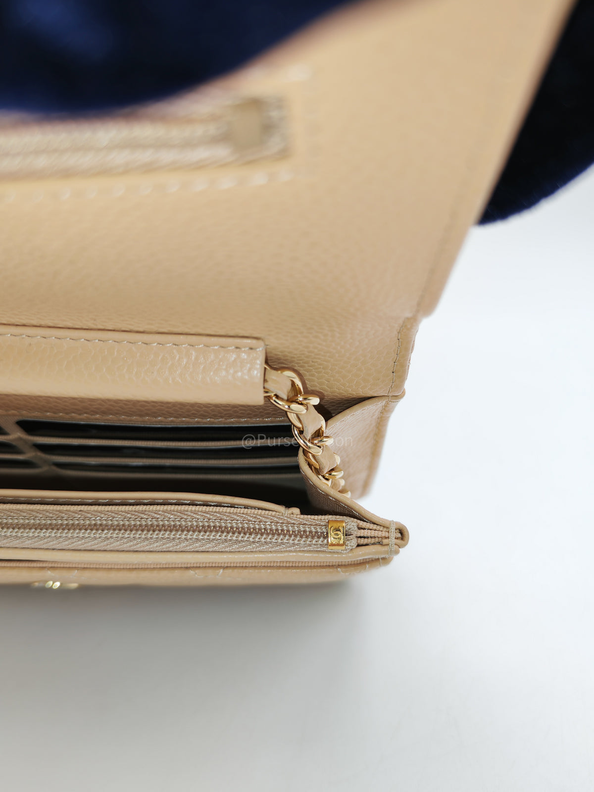 Chanel Classic Wallet On Chain (WOC) in Beige Clair Caviar Leather and Gold Hardware Microchip) | Purse Maison Luxury Bags Shop