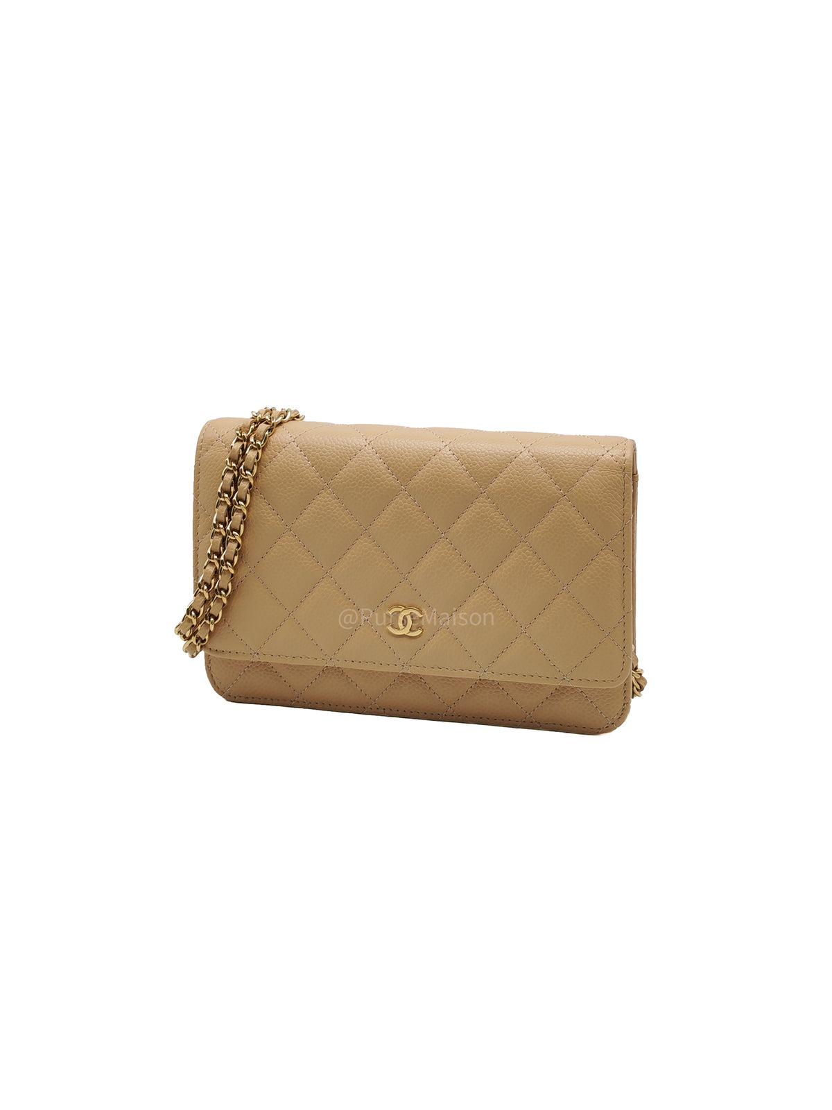 Chanel Classic Wallet On Chain (WOC) in Beige Clair Caviar Leather and Gold Hardware Microchip) | Purse Maison Luxury Bags Shop