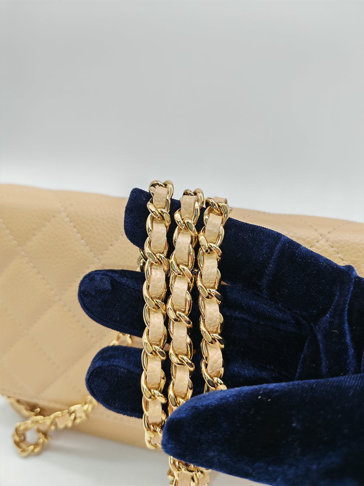 Chanel Classic Wallet On Chain (WOC) in Beige Clair Caviar Leather and Gold Hardware Microchip) | Purse Maison Luxury Bags Shop