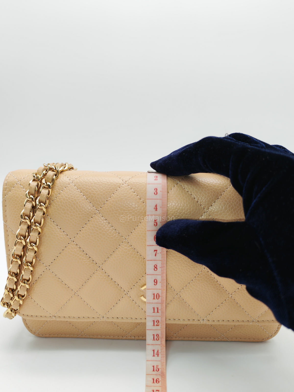 Chanel Classic Wallet On Chain (WOC) in Beige Clair Caviar Leather and Gold Hardware Microchip) | Purse Maison Luxury Bags Shop