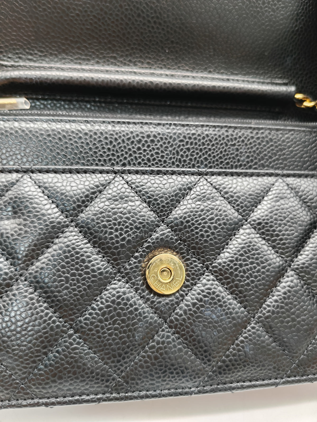 Chanel Classic Wallet On Chain (WOC) in Black Caviar Leather and Gold Hardware Microchip (P3****N8) | Purse Maison Luxury Bags Shop