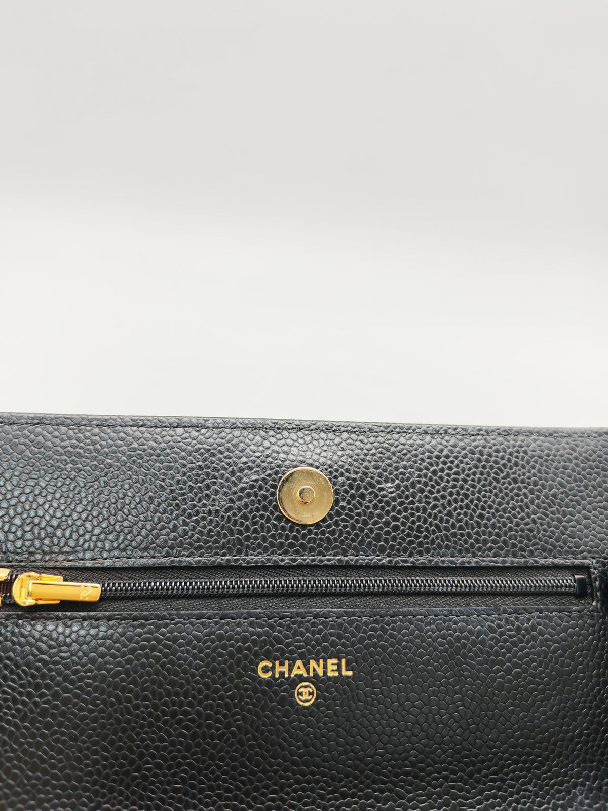 Chanel Classic Wallet On Chain (WOC) in Black Caviar Leather and Gold Hardware Microchip (P3****N8) | Purse Maison Luxury Bags Shop