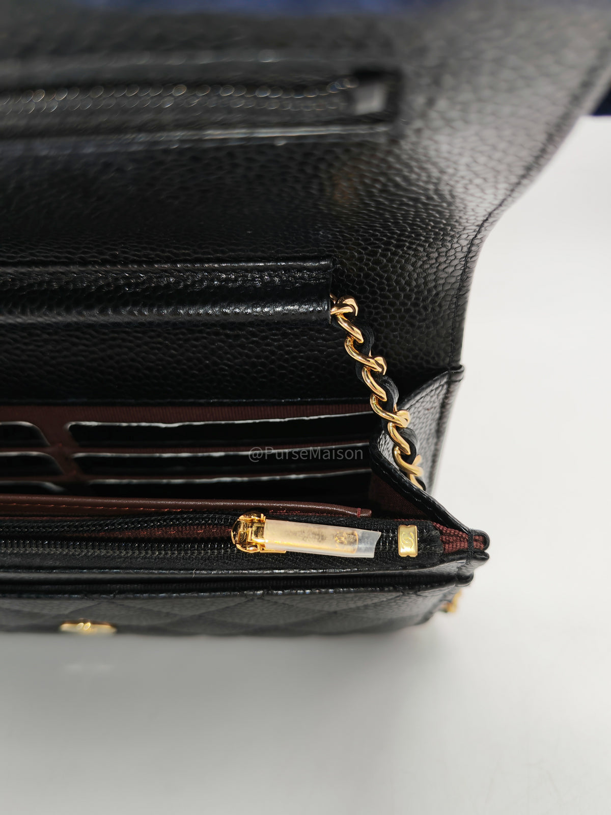 Chanel Classic Wallet On Chain (WOC) in Black Caviar Leather and Gold Hardware Microchip (P3****N8) | Purse Maison Luxury Bags Shop