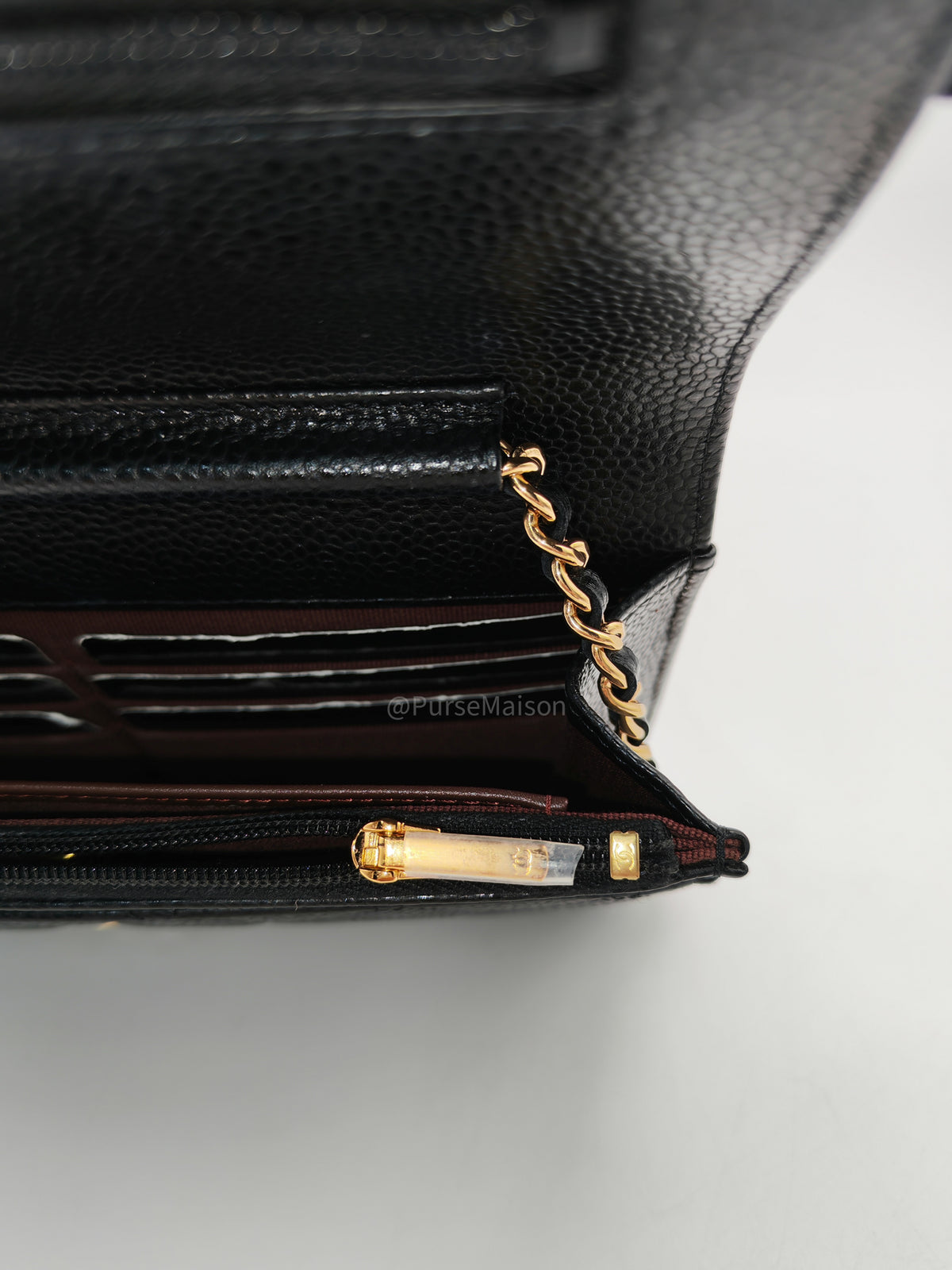 Chanel Classic Wallet On Chain (WOC) in Black Caviar Leather and Gold Hardware Microchip (P3****N8) | Purse Maison Luxury Bags Shop