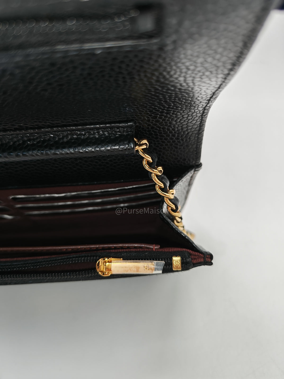 Chanel Classic Wallet On Chain (WOC) in Black Caviar Leather and Gold Hardware Microchip (P3****N8) | Purse Maison Luxury Bags Shop