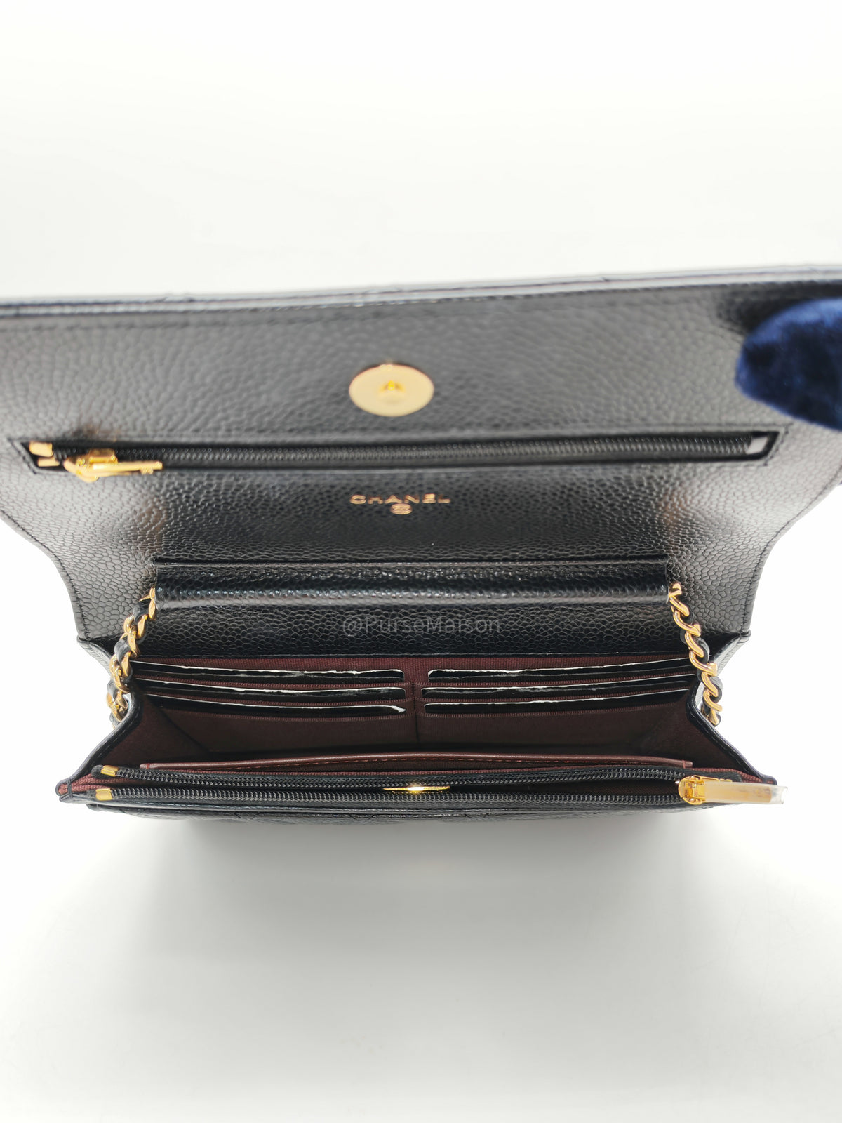 Chanel Classic Wallet On Chain (WOC) in Black Caviar Leather and Gold Hardware Microchip (P3****N8) | Purse Maison Luxury Bags Shop