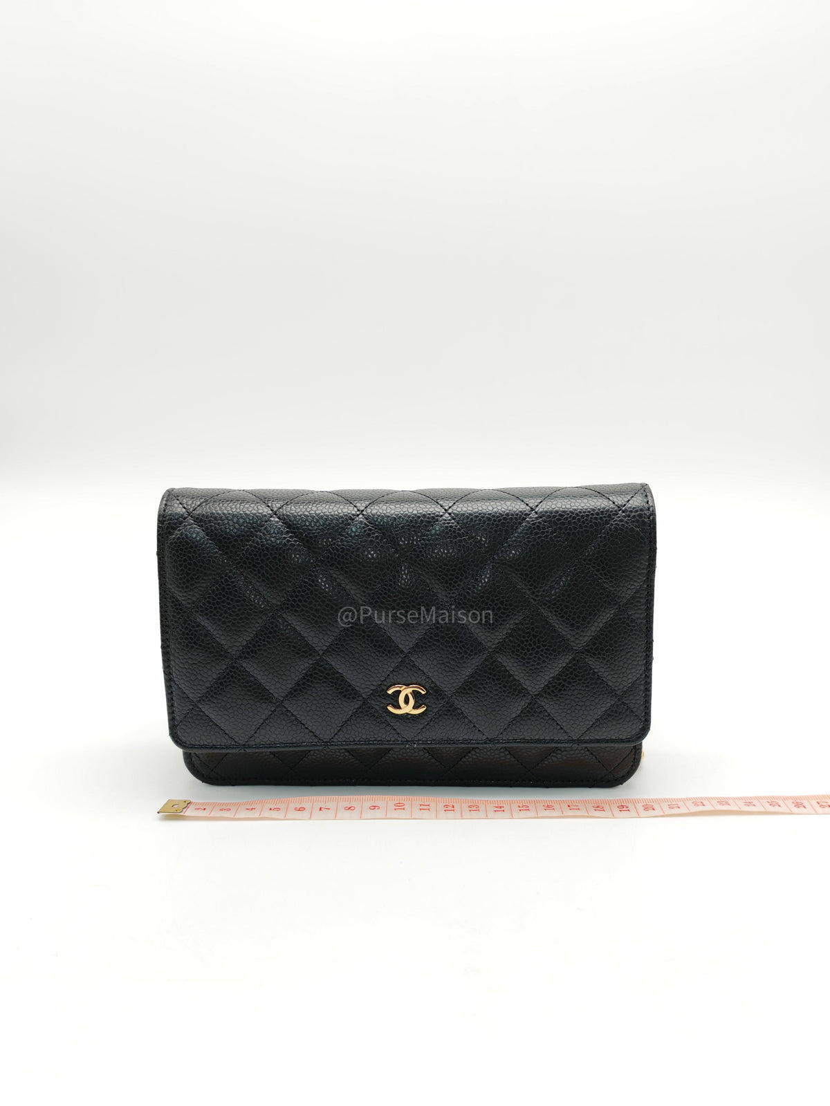 Chanel Classic Wallet On Chain (WOC) in Black Caviar Leather and Gold Hardware Microchip (P3****N8) | Purse Maison Luxury Bags Shop