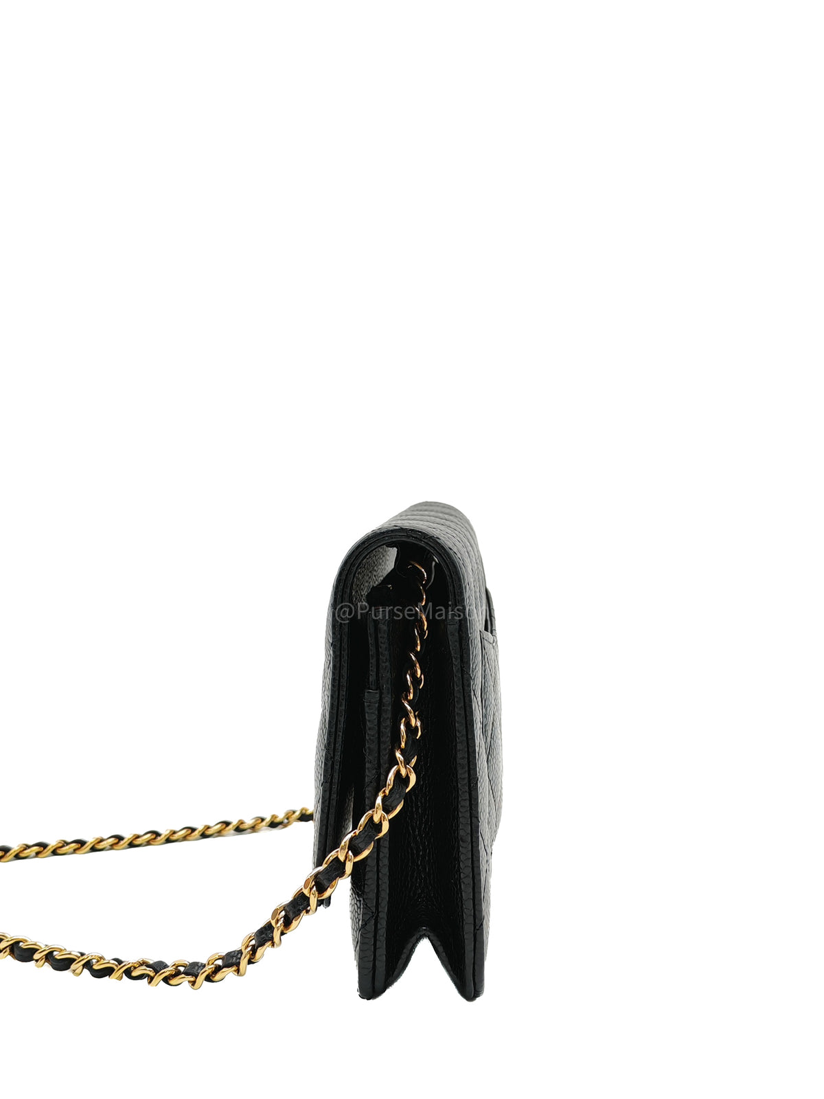 Chanel Classic Wallet On Chain (WOC) in Black Caviar Leather and Gold Hardware Microchip (P3****N8) | Purse Maison Luxury Bags Shop