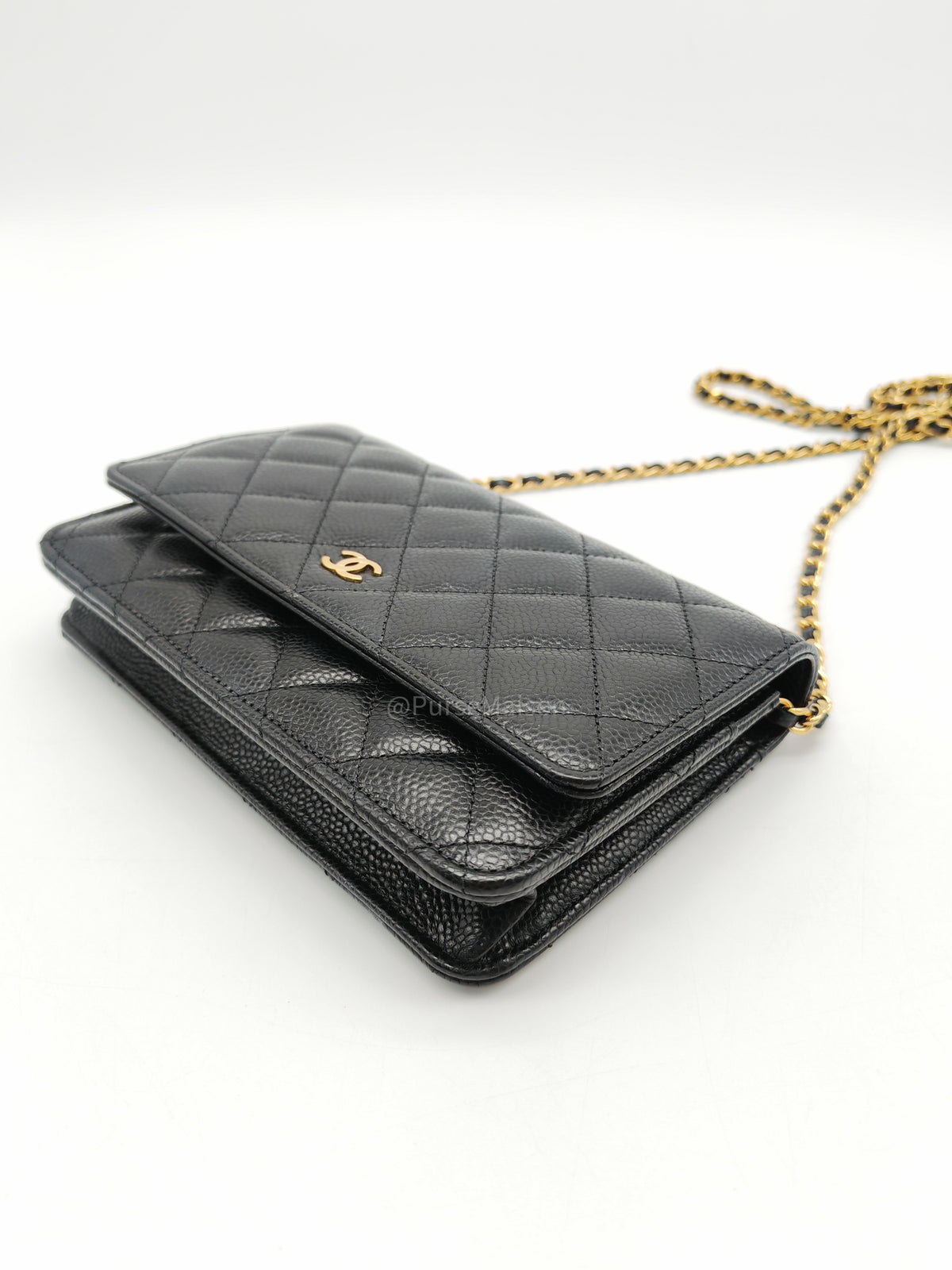 Chanel Classic Wallet On Chain (WOC) in Black Caviar Leather and Gold Hardware Microchip (P3****N8) | Purse Maison Luxury Bags Shop