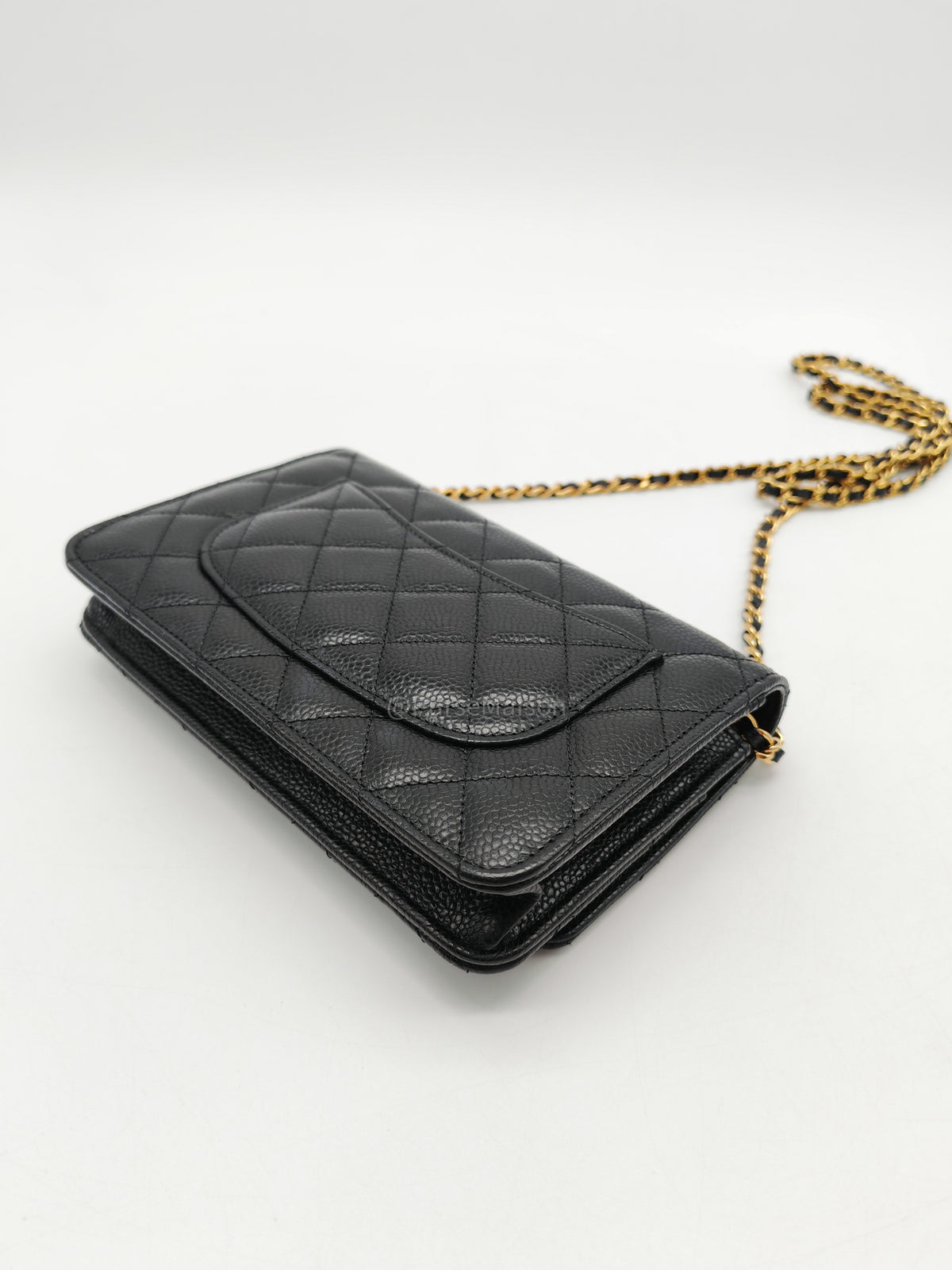 Chanel Classic Wallet On Chain (WOC) in Black Caviar Leather and Gold Hardware Microchip (P3****N8) | Purse Maison Luxury Bags Shop