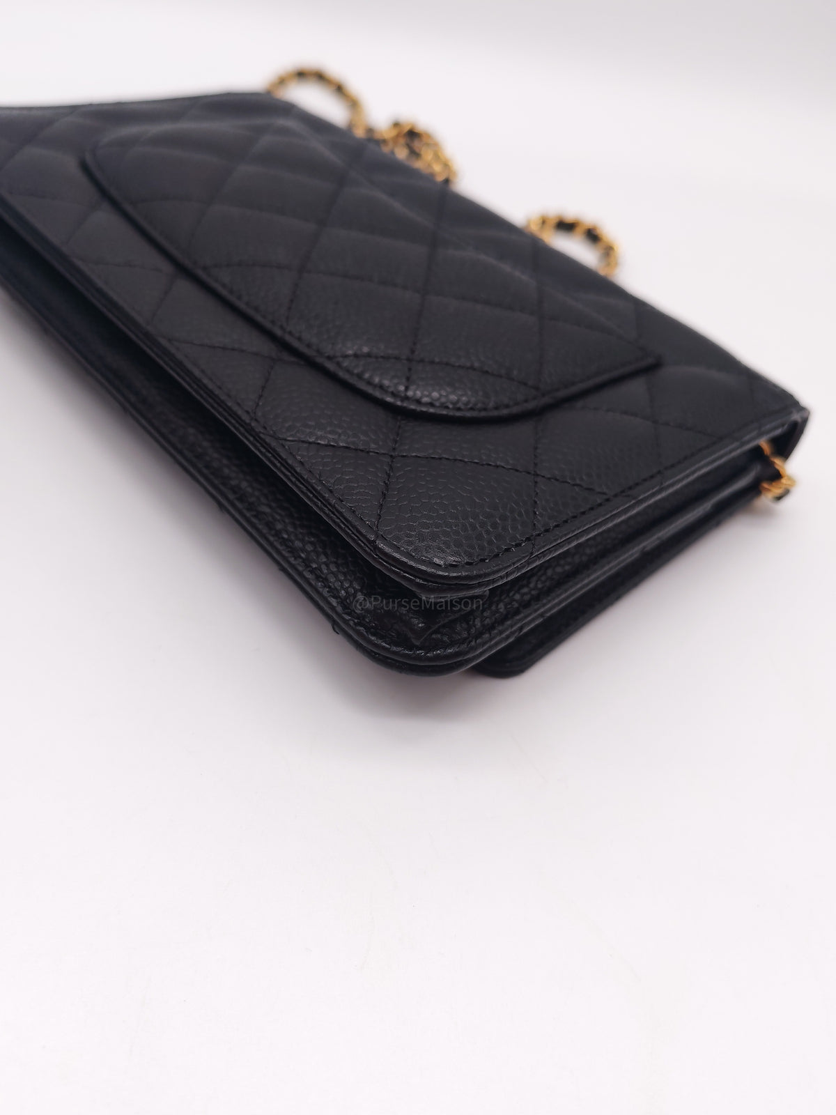 Chanel Classic Wallet on Chain (WOC) in Black Caviar Leather and Gold Hardware Microchip | Purse Maison Luxury Bags Shop