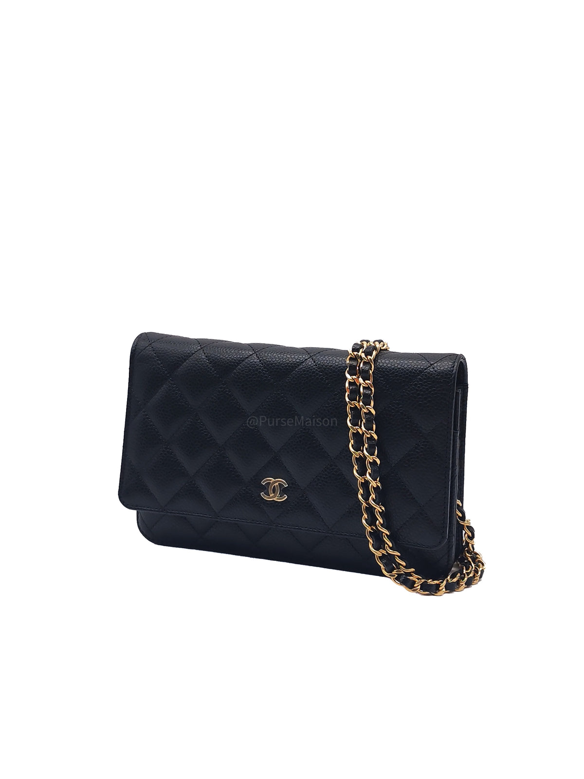 Chanel Classic Wallet on Chain (WOC) in Black Caviar Leather and Gold Hardware Microchip | Purse Maison Luxury Bags Shop