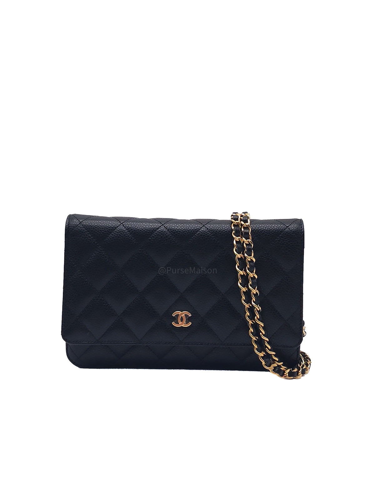 Chanel Classic Wallet on Chain (WOC) in Black Caviar Leather and Gold Hardware Microchip | Purse Maison Luxury Bags Shop