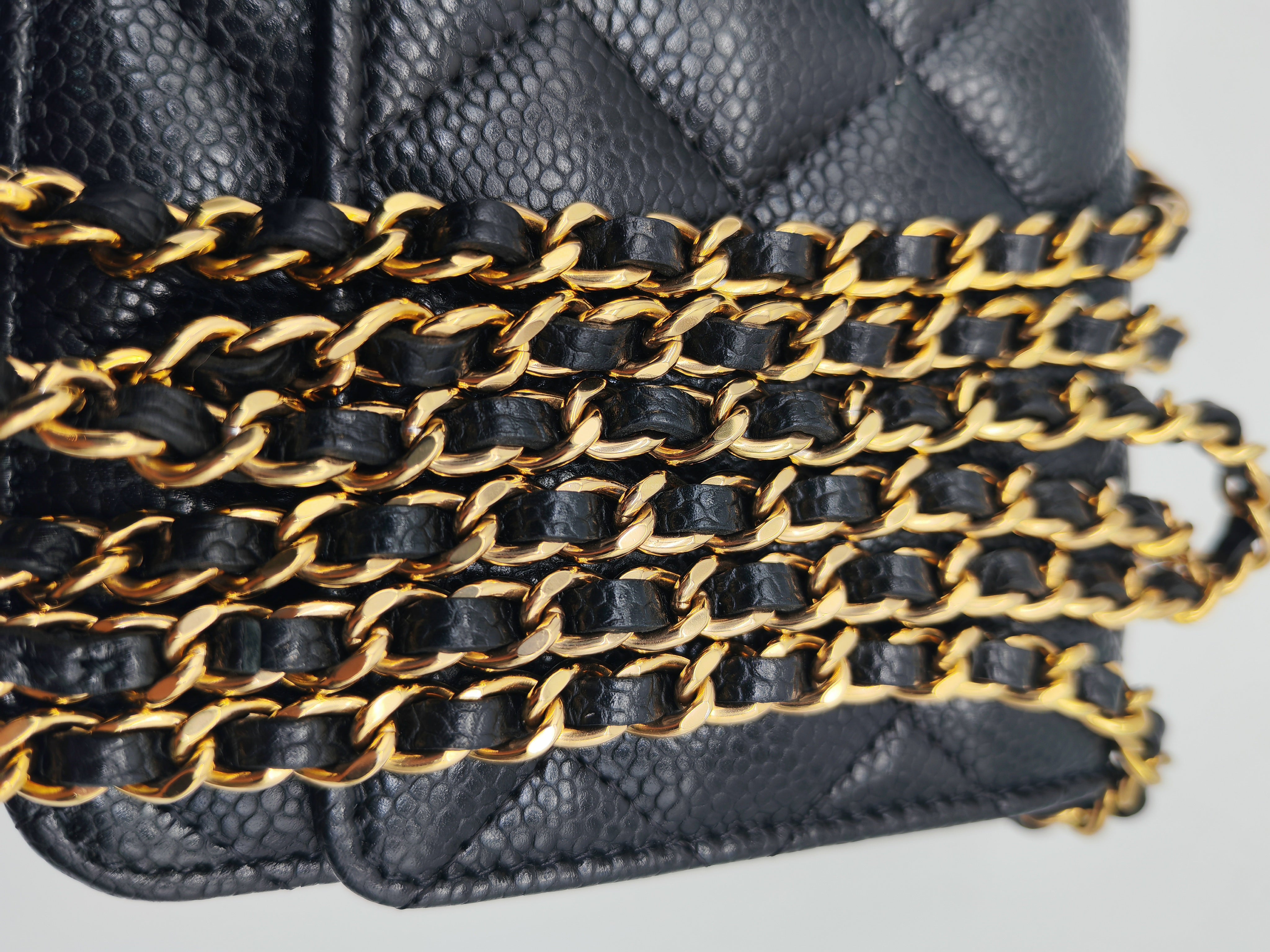 Chanel Classic Wallet on Chain (WOC) in Black Caviar Leather Gold Hardware Microchip (L6****54) | Purse Maison Luxury Bags Shop
