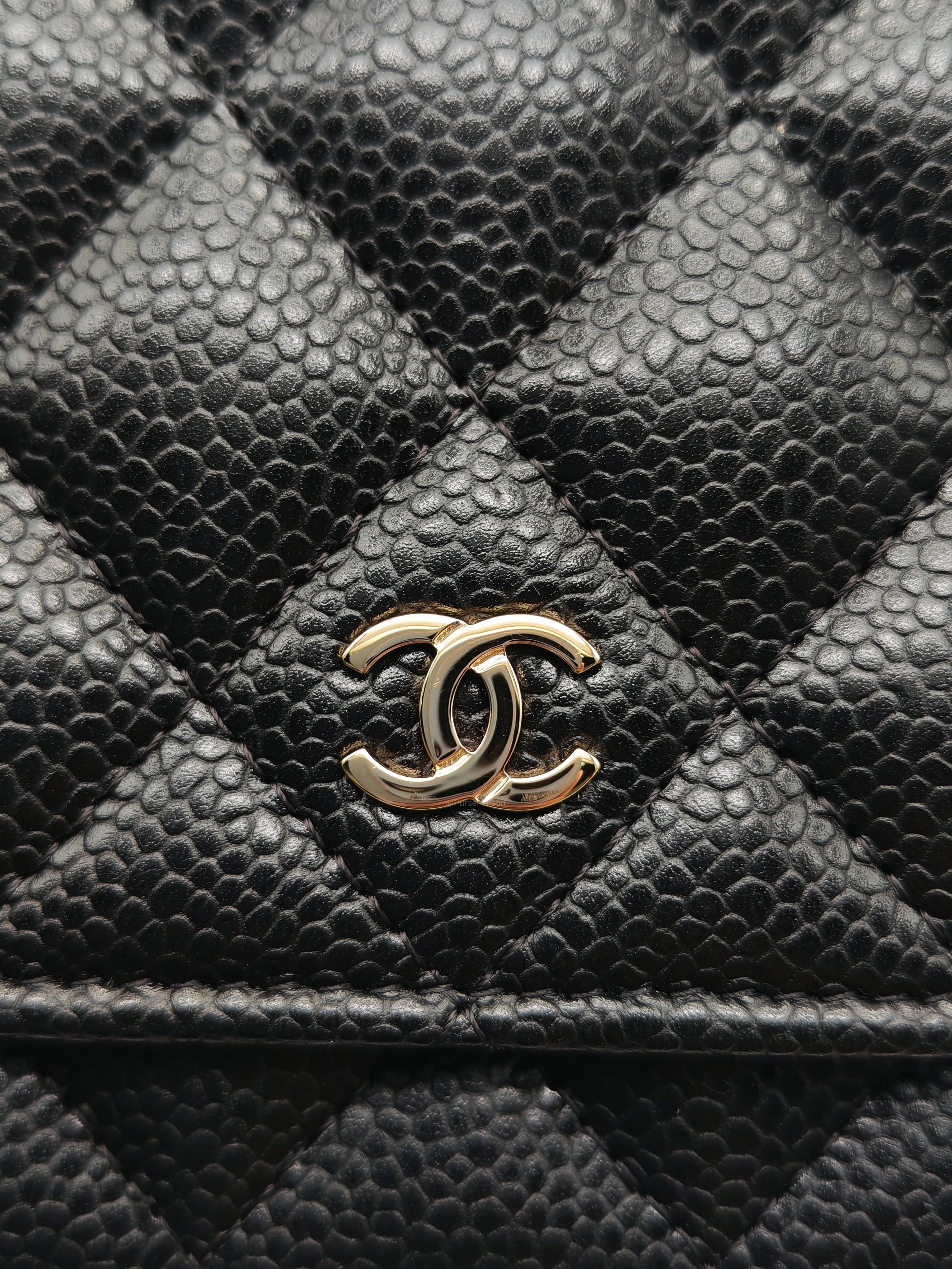 Chanel Classic Wallet on Chain (WOC) in Black Caviar Leather Gold Hardware Microchip (L6****54) | Purse Maison Luxury Bags Shop